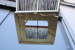 Italian Naturalistic Lantern Chandelier 1970s Bamboo Brass Gold