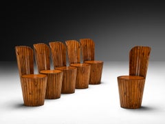 Italian Naturalistic Set of Six Dining Chairs in Pine