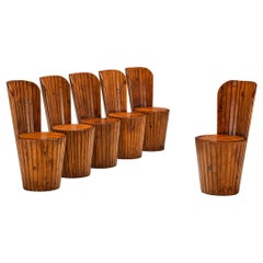 Italian Naturalistic Set of Six Dining Chairs in Pine