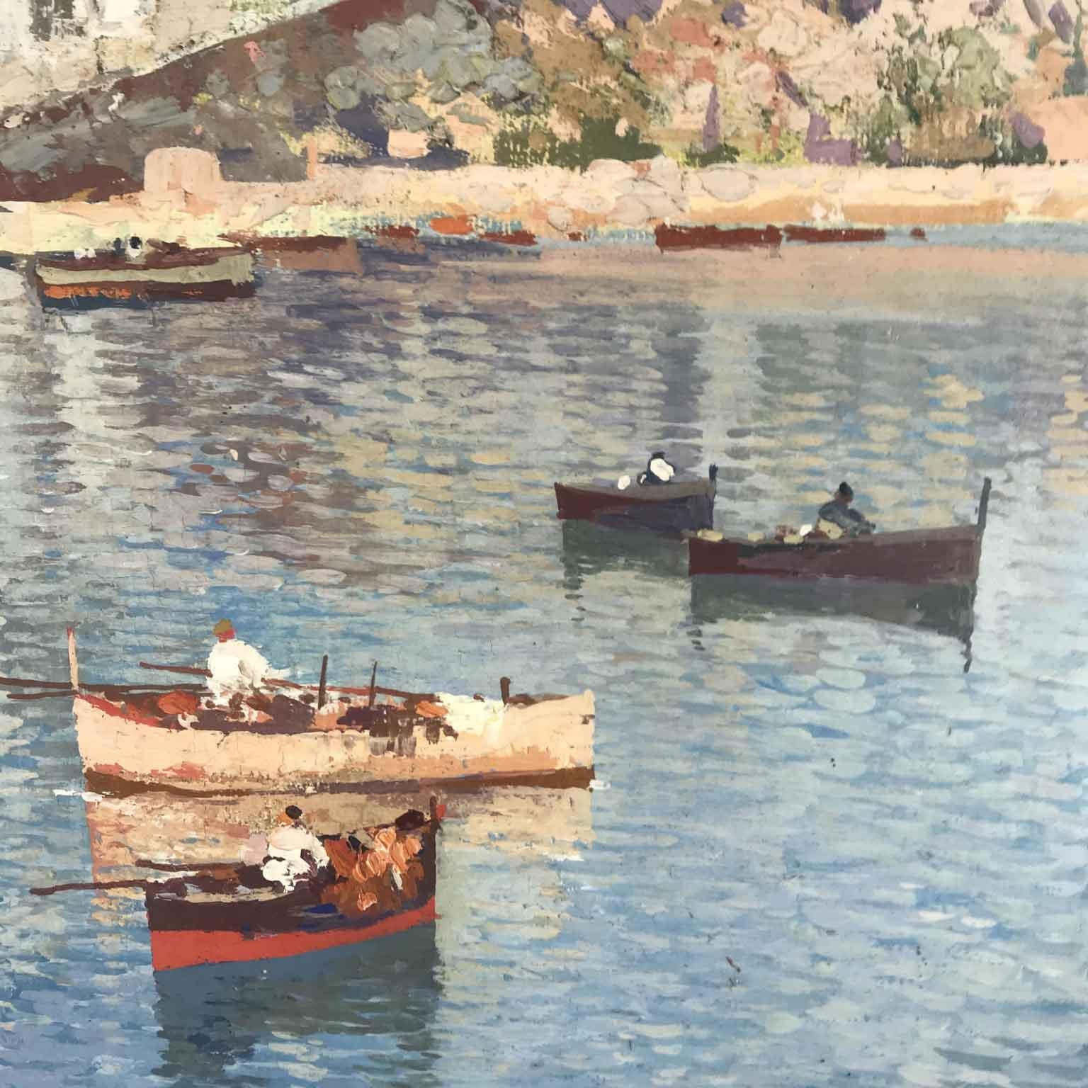 Paysage marin côtier napolitain italien par Fausto Pratella 1920 Napoli 3