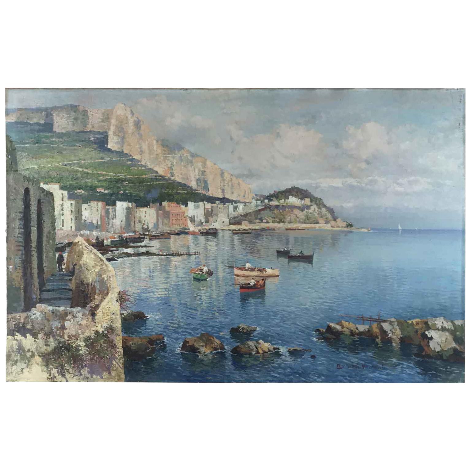 Italian Neapolitan Coastal Marine Landscape by Fausto Pratella 1920 Napoli