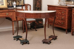 Italian Neapolitan Late 18th Century Demilune Console Table with White marble
