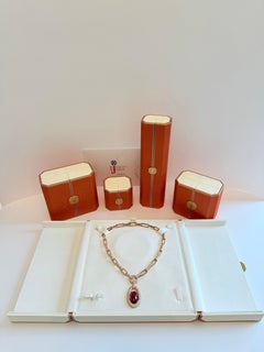 Italian Necklace 18kt Rose Gold with 12ct Rubelite Tourmaline and 1500 Diamonds