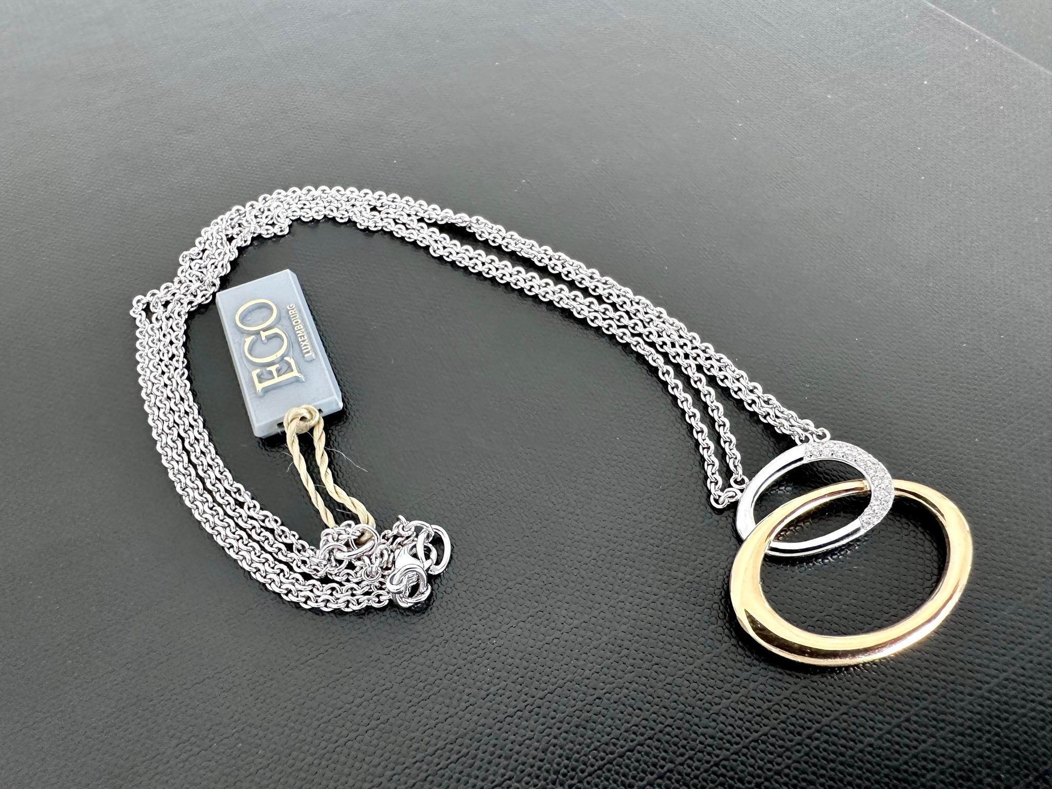 Women's Italian Necklace 18kt Yellow and White Gold with Diamonds For Sale