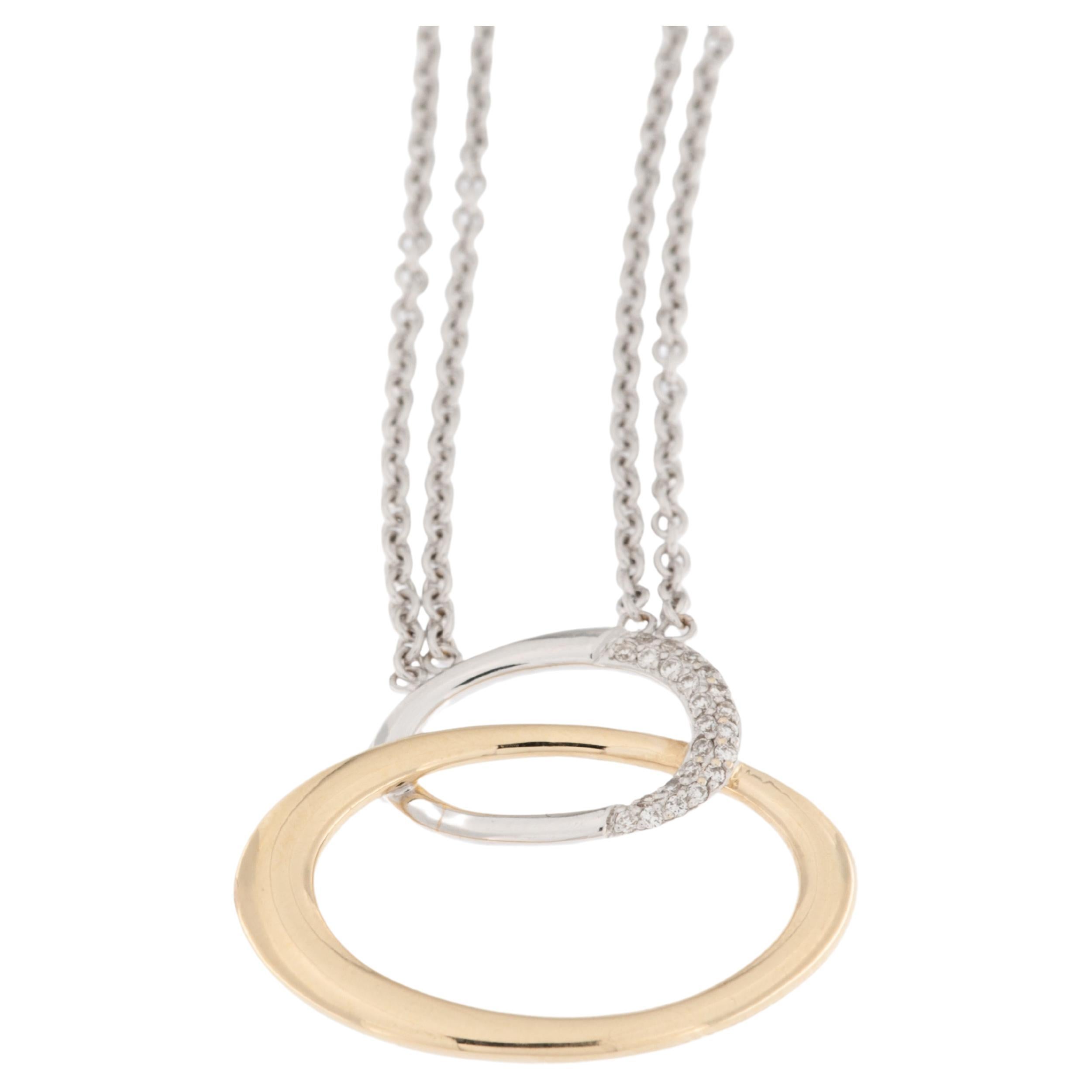 Italian Necklace 18kt Yellow and White Gold with Diamonds