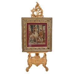 Italian Needlepoint Tapestry Cobbler and Prince Portrait 1860