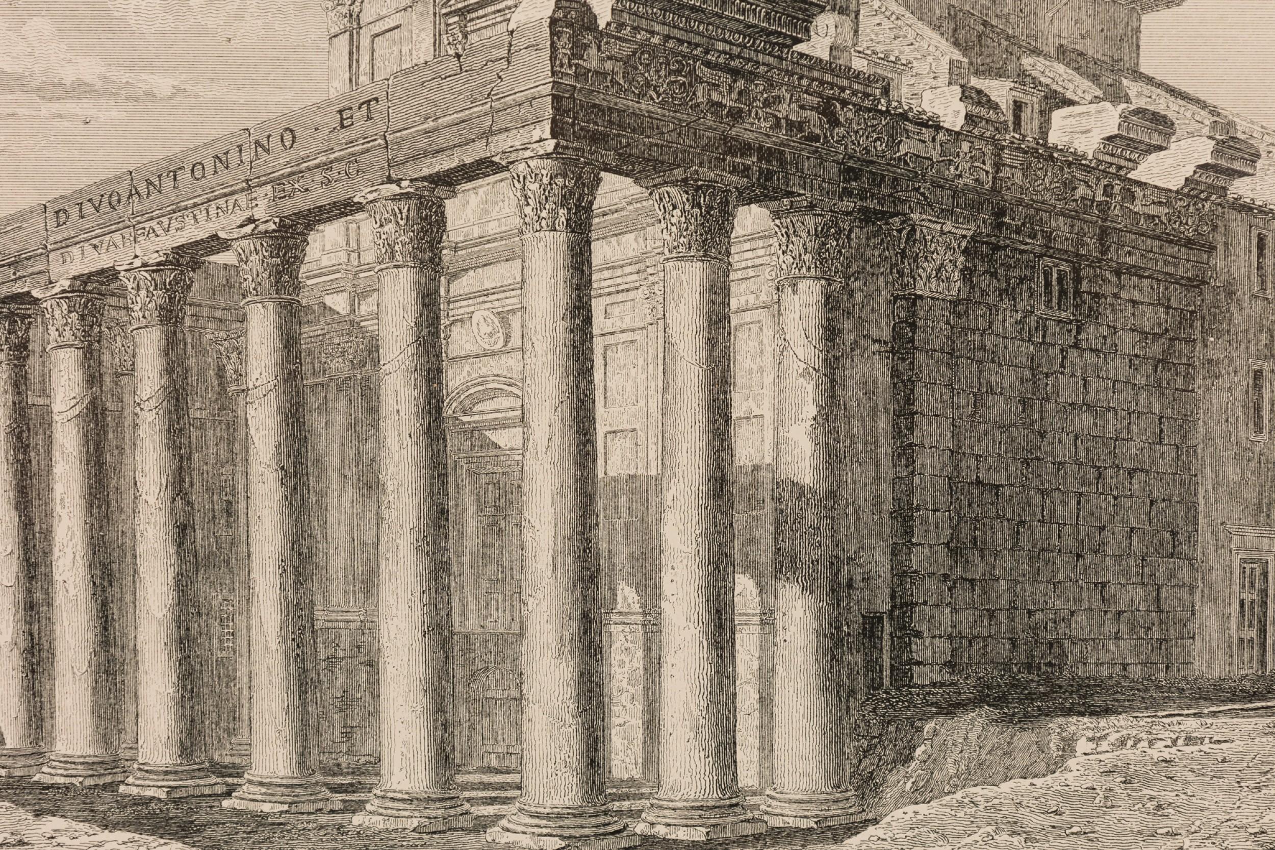 Dipinto a mano Stampa Templi architettonici neoclassici italiani in vendita
