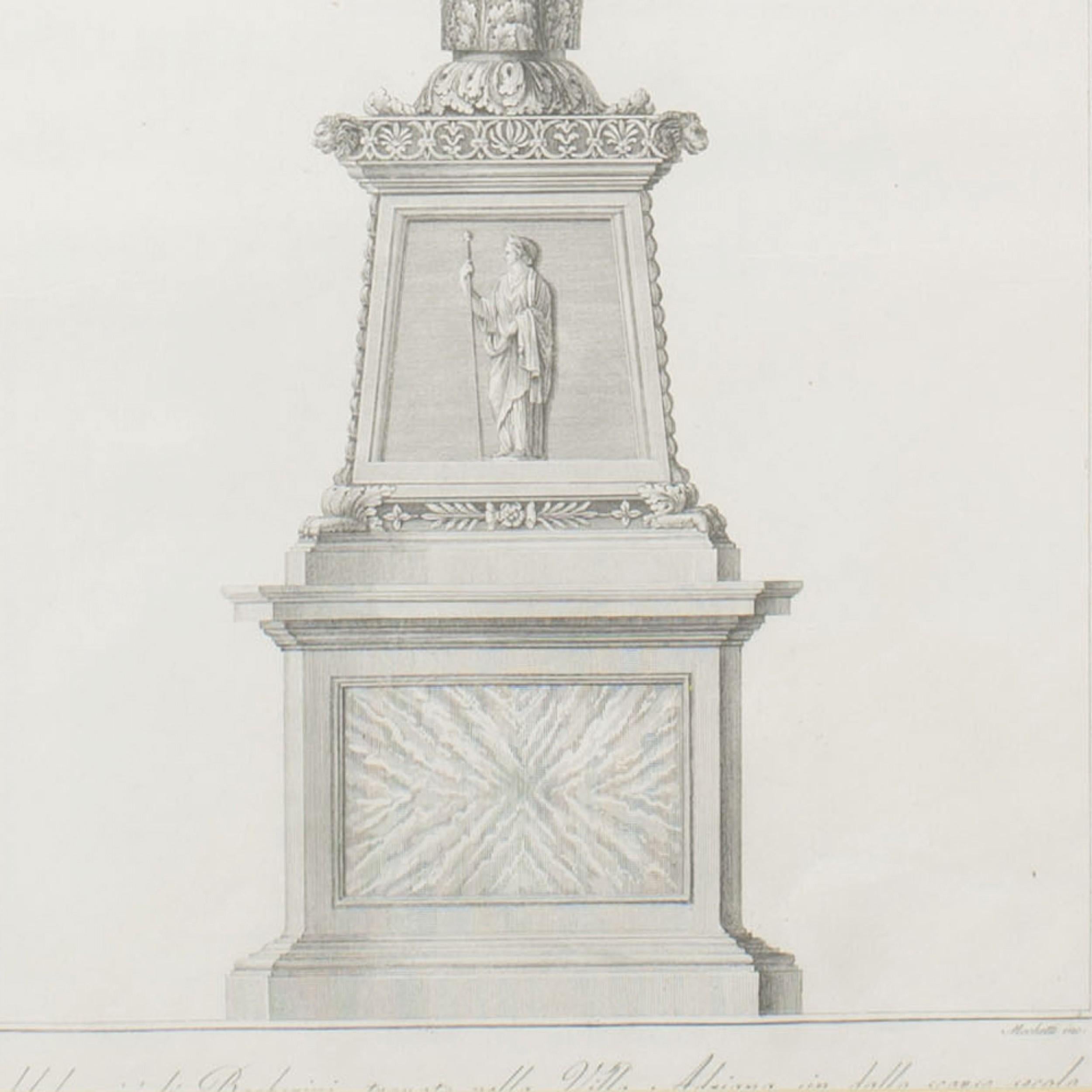 Italienische neoklassizistische Architekturstiche in Goldrahmen (18./19. Jh.)