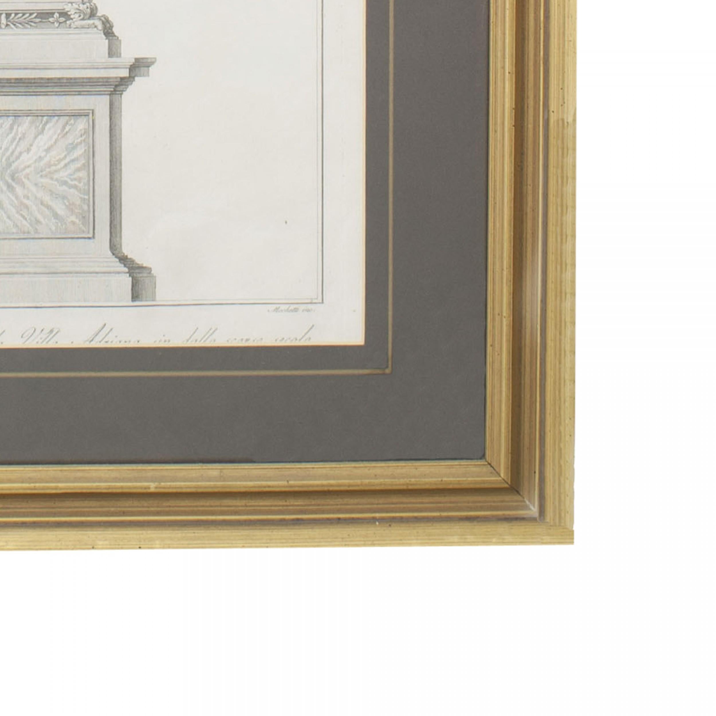 Italienische Neo-Klassik Architektur Druck (Graviert) im Angebot