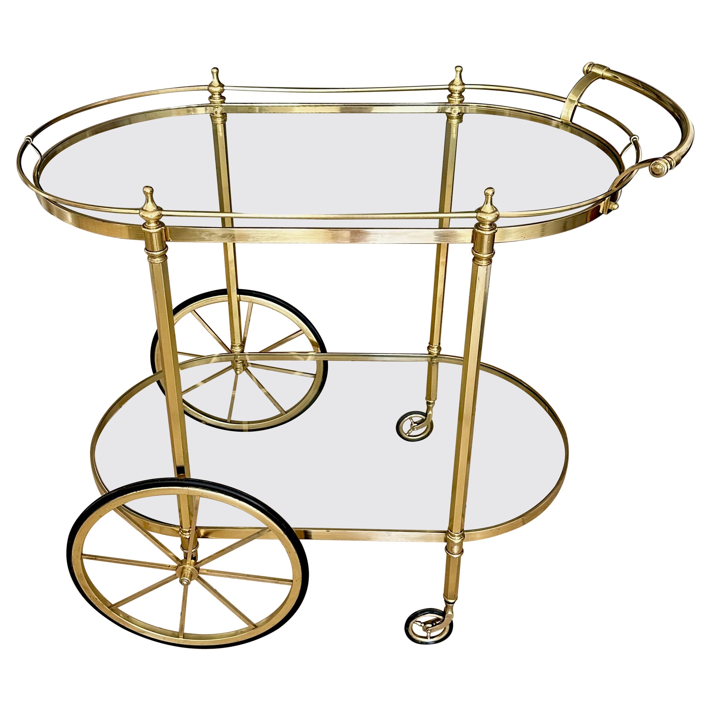 Italian Neo-Classic Brass Bar or Tea Cart in vendita
