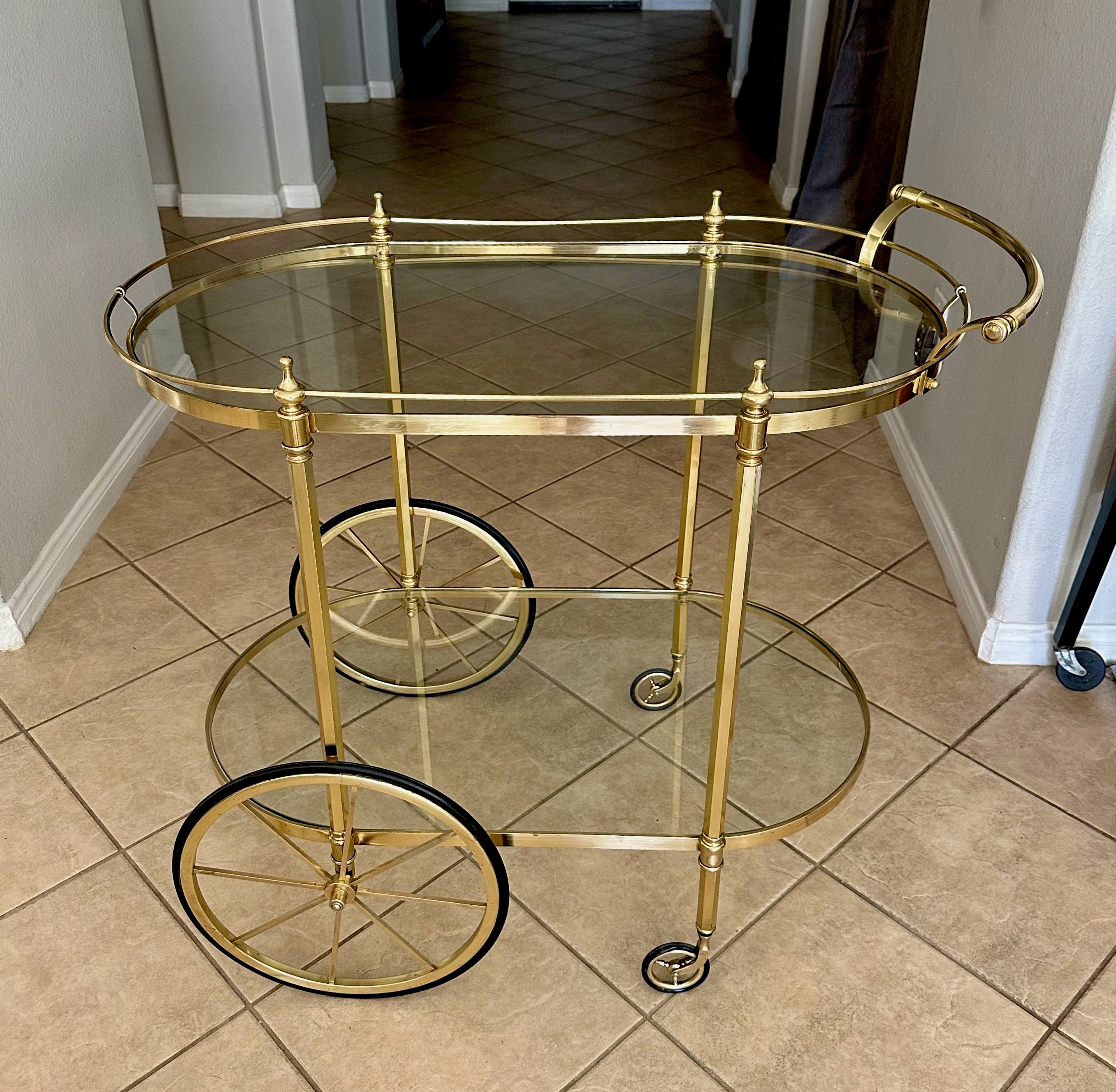 Italian Neo-Classic Brass Bar or Tea Cart