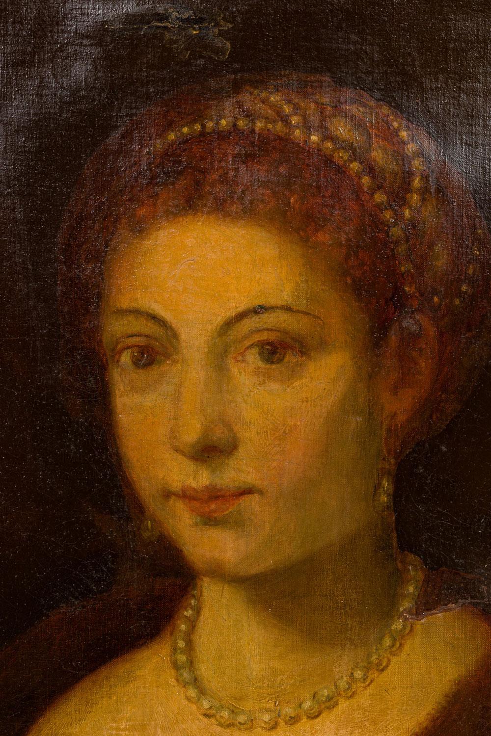 Italienisches neoklassisches drapiertes Damenporträt (Vergoldet) im Angebot