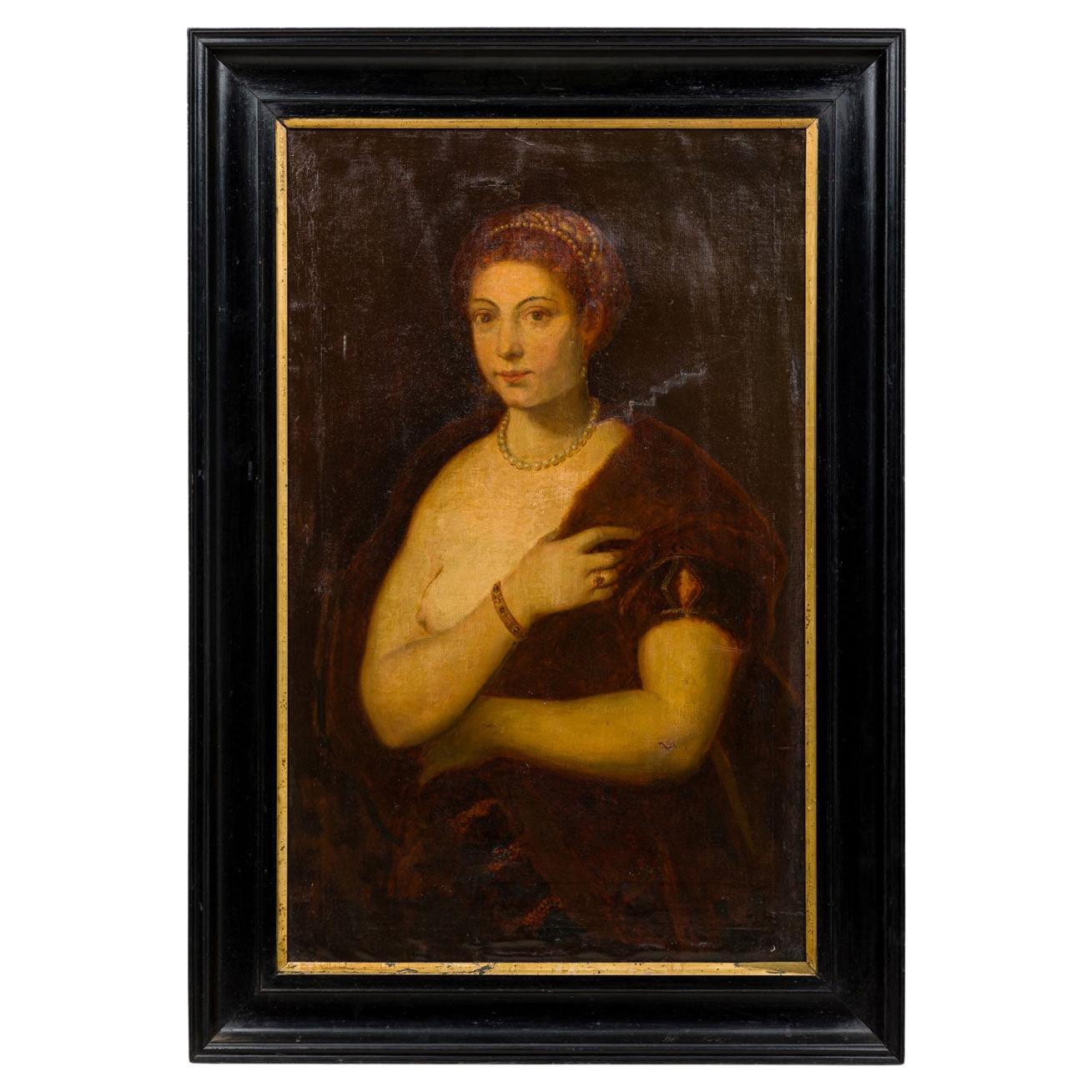 Italian Neo-Classic Draped Lady Portrait