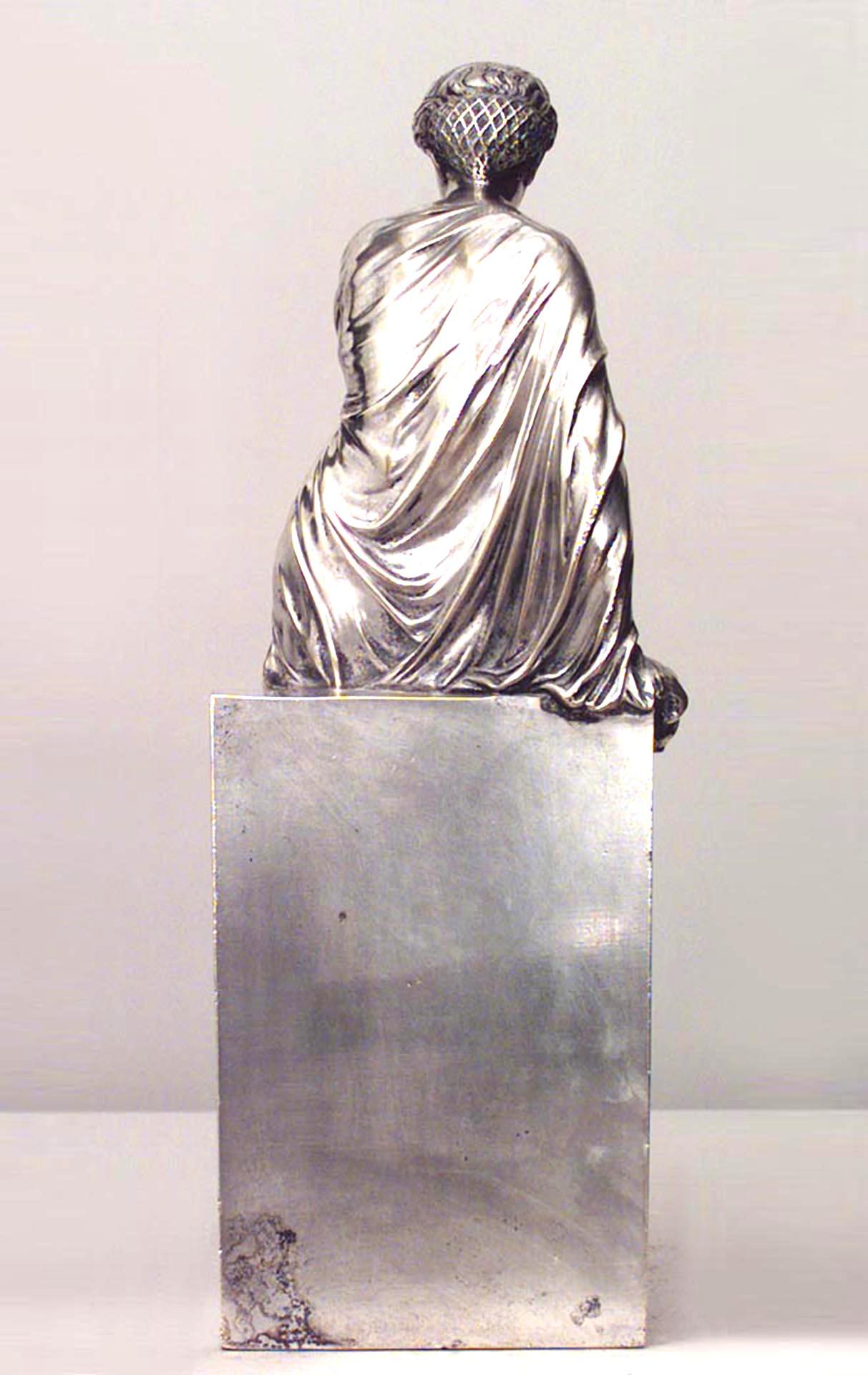 French Neo-Classic Silver Plated Greek Woman For Sale