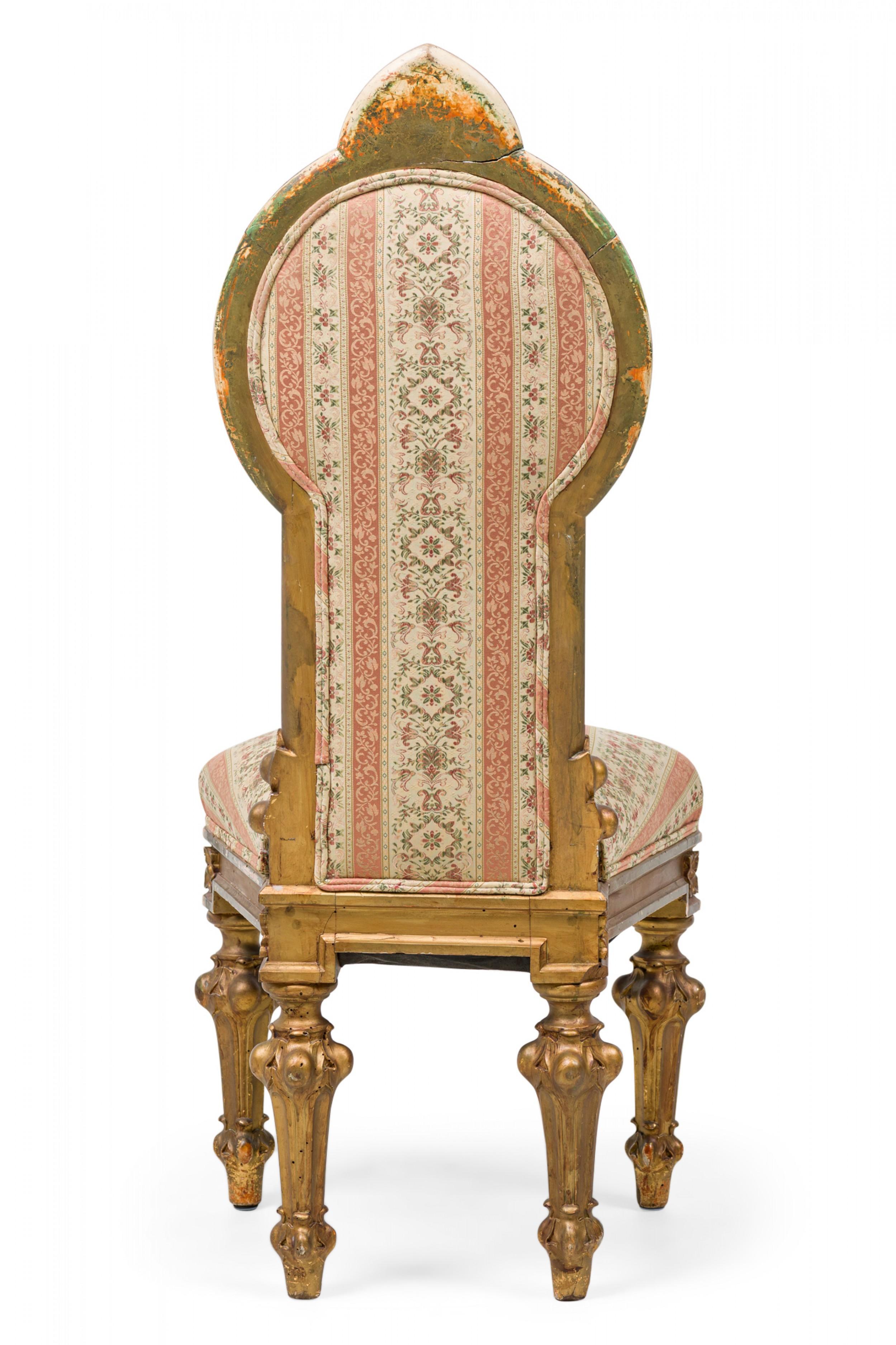 Italian Neoclassic Giltwood & Stripe Upholstered Dining / Side Chair In Good Condition For Sale In New York, NY