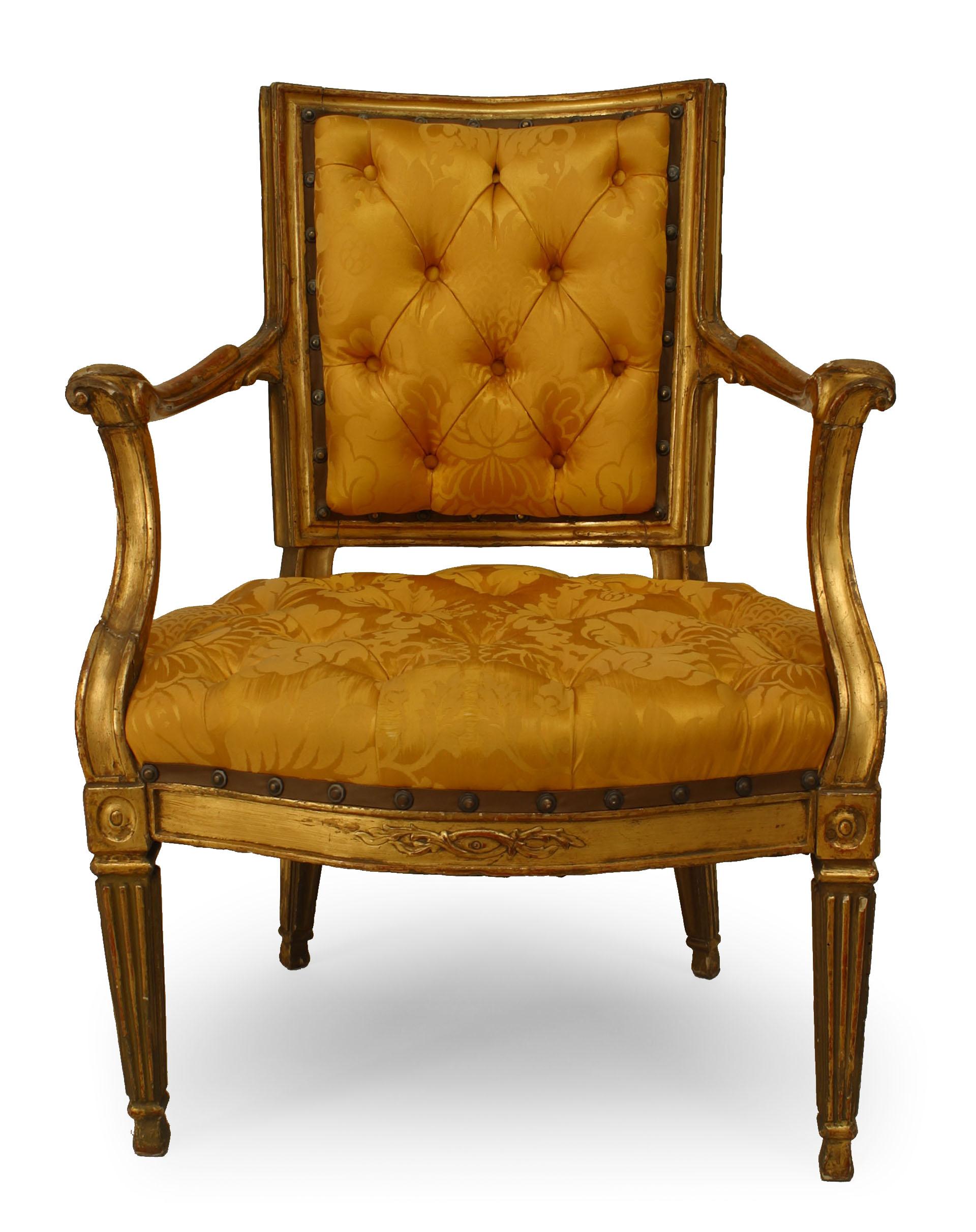 Neoclassical Italian Neoclassic Gold Armchairs For Sale
