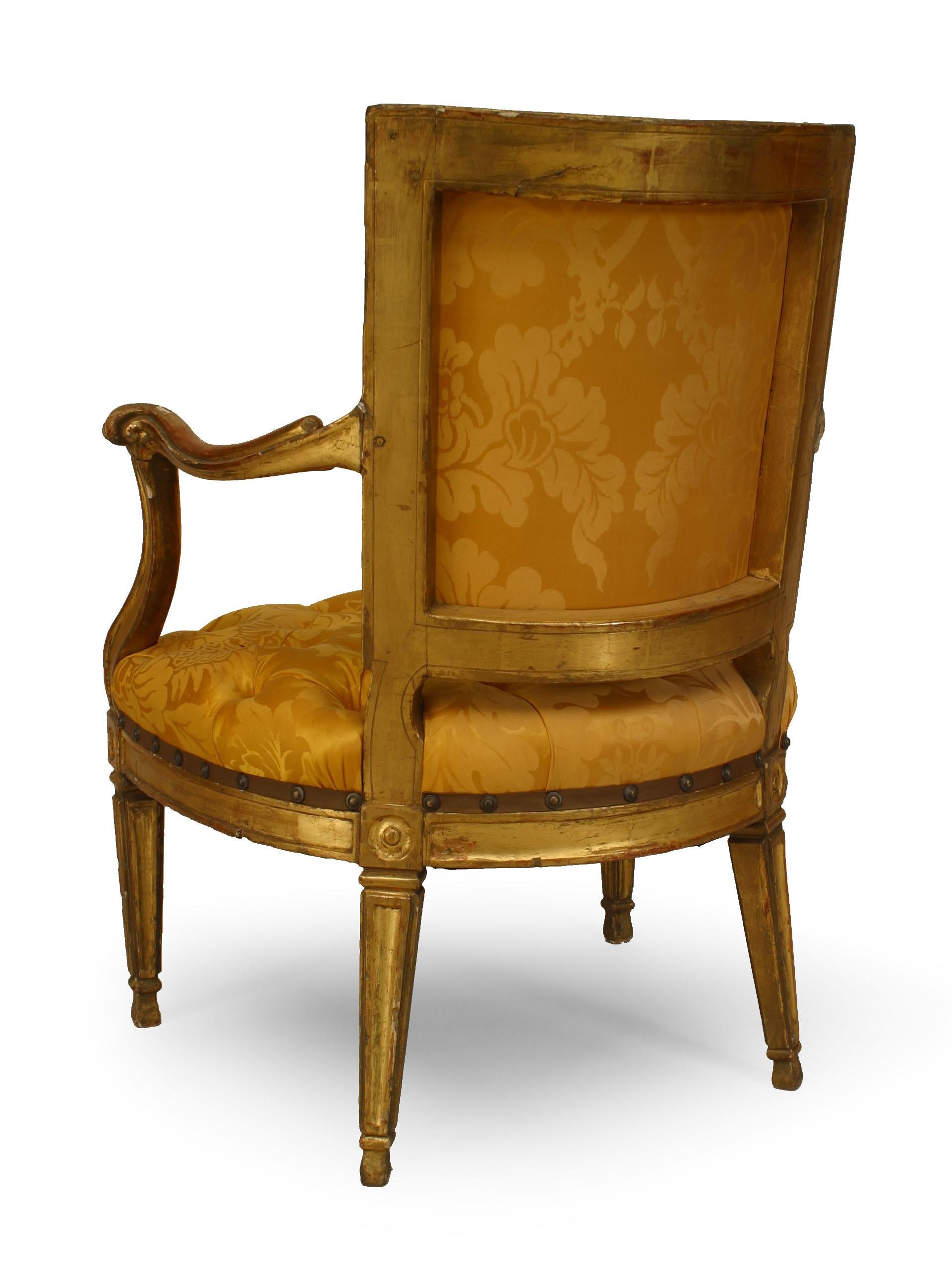 Italian Neoclassic Gold Armchairs In Good Condition For Sale In New York, NY