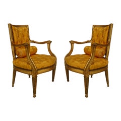 Antique Italian Neoclassic Gold Armchairs