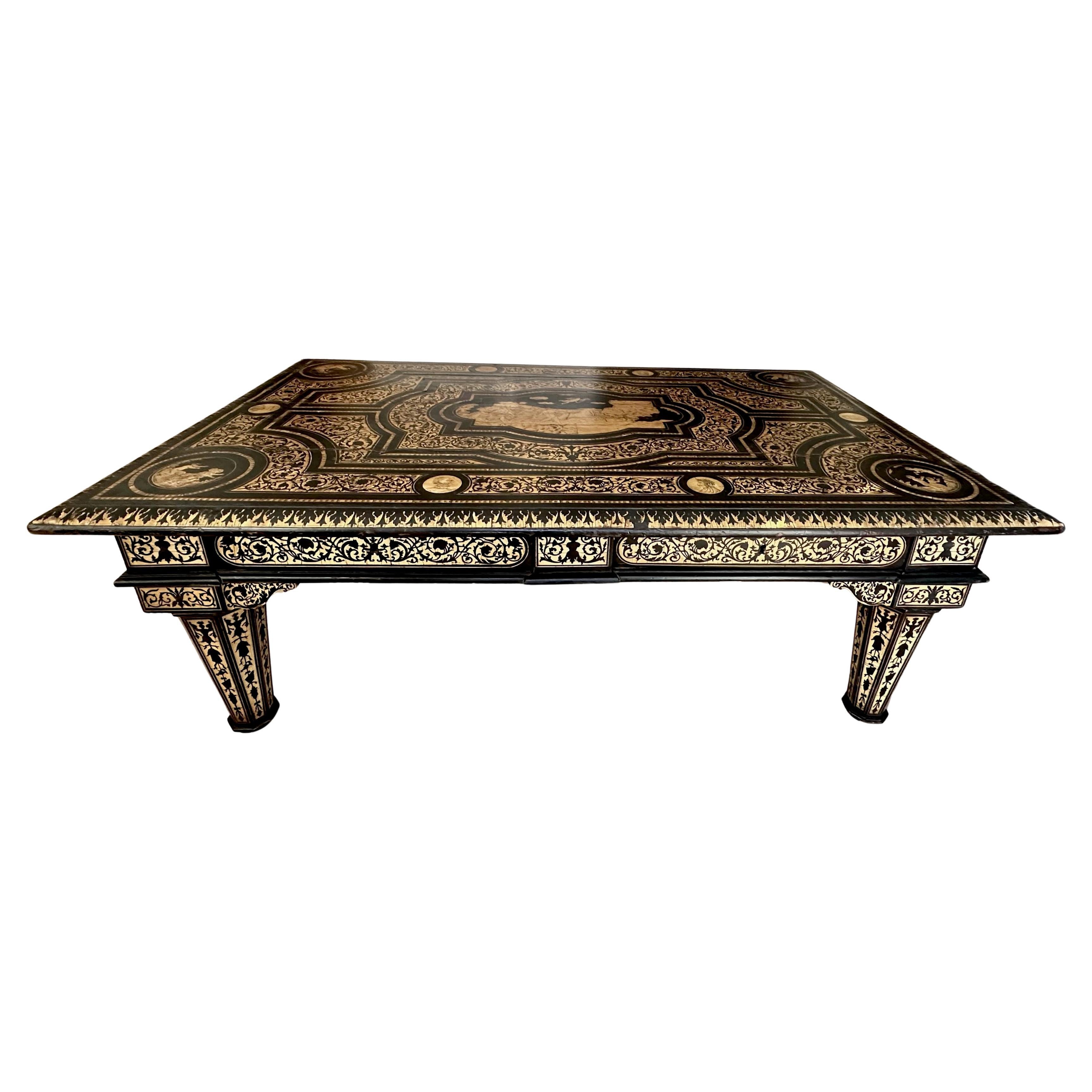 Italian Neo-Classic Inlaid Marquetry Coffee Table
