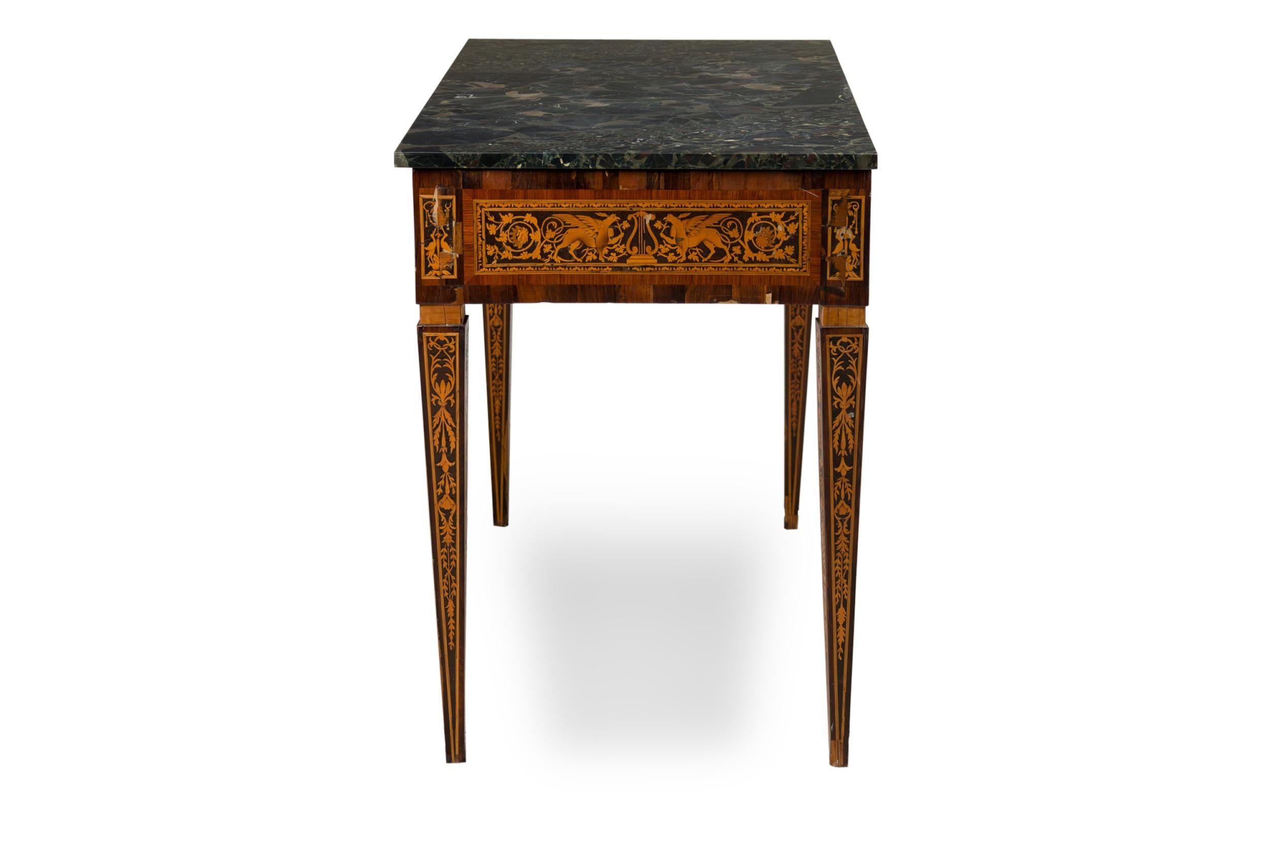 Neoclassical Italian Neo-Classic Inlaid Marquetry Single Drawer Centre Table For Sale