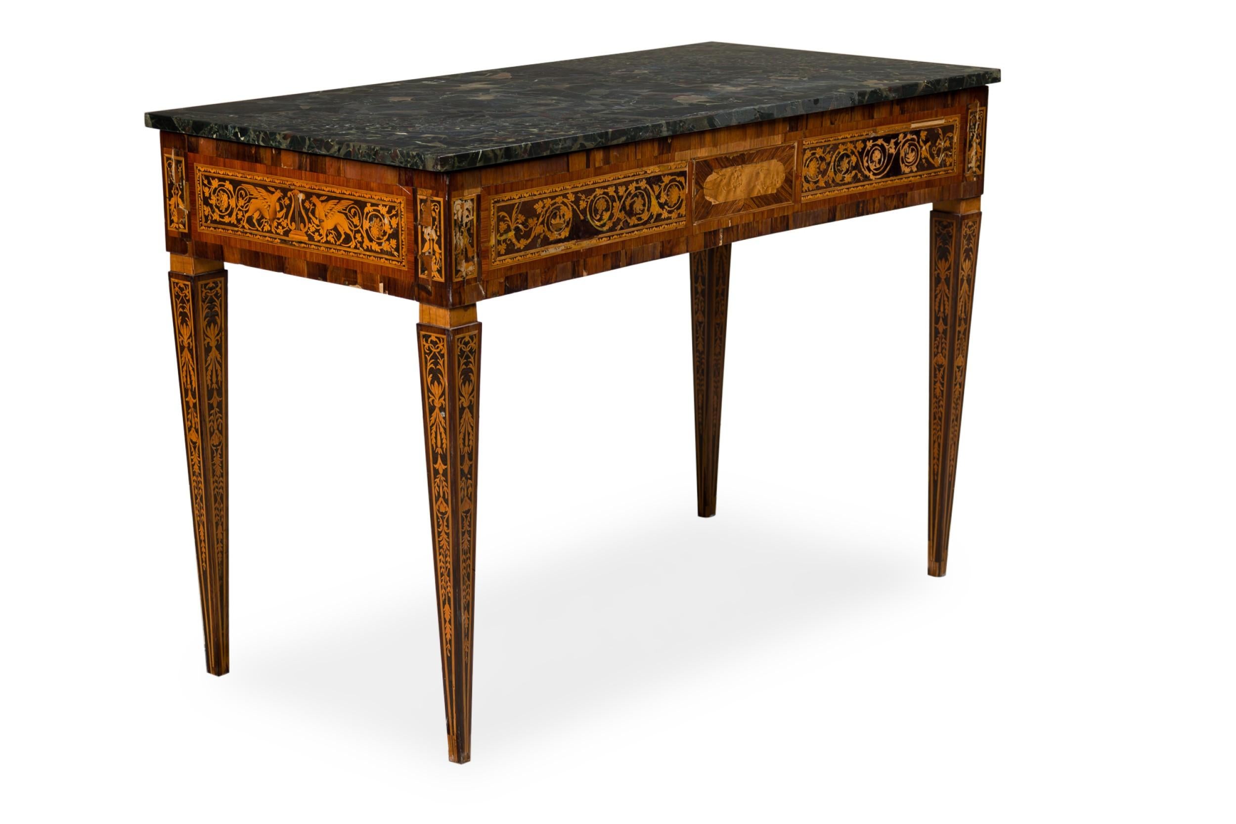 Inlay Italian Neo-Classic Inlaid Marquetry Single Drawer Centre Table For Sale