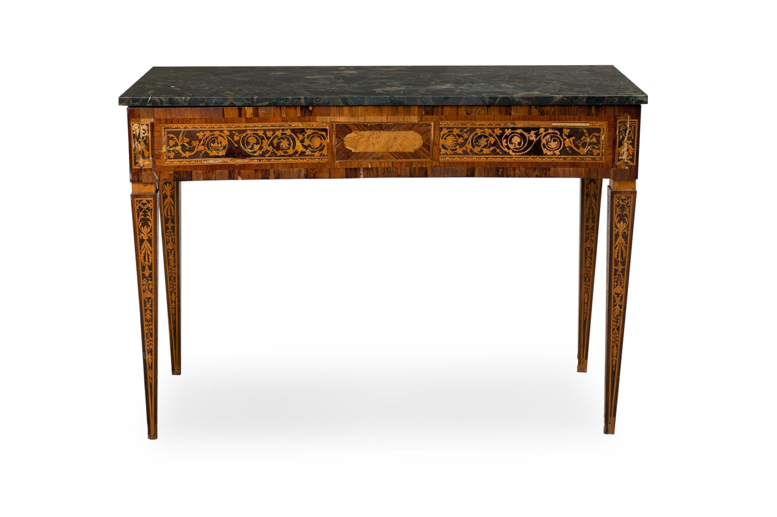 Italian Neo-Classic Inlaid Marquetry Single Drawer Centre Table In Fair Condition For Sale In Queens, NY