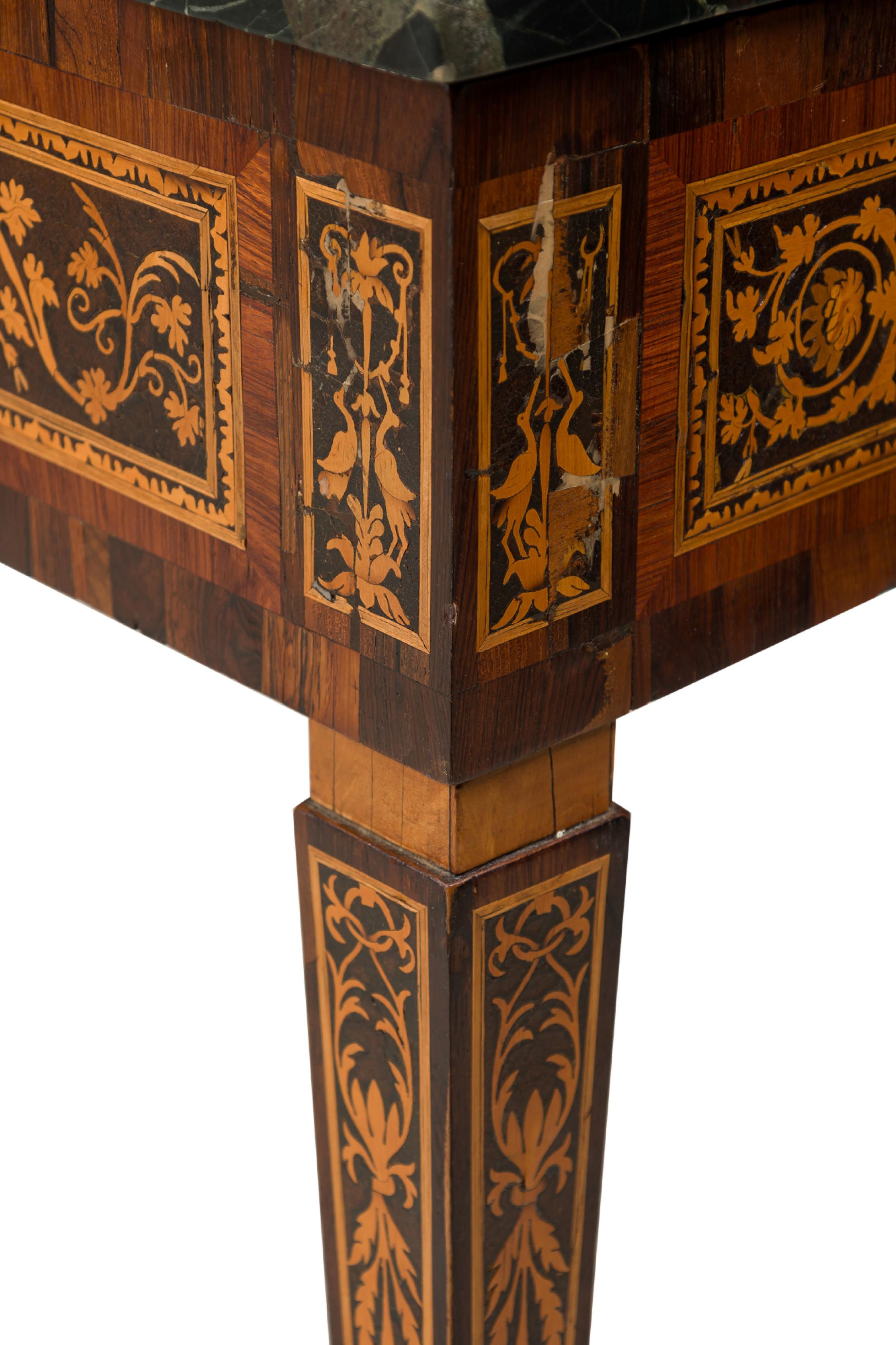 Wood Italian Neo-Classic Inlaid Marquetry Single Drawer Centre Table For Sale
