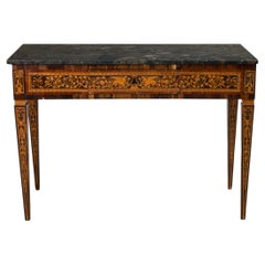 Italian Neo-Classic Inlaid Marquetry Single Drawer Centre Table