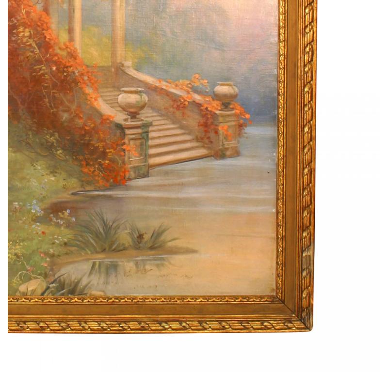 Italian Neo-Classic Landscape of Gazebo Garden In Good Condition For Sale In Queens, NY