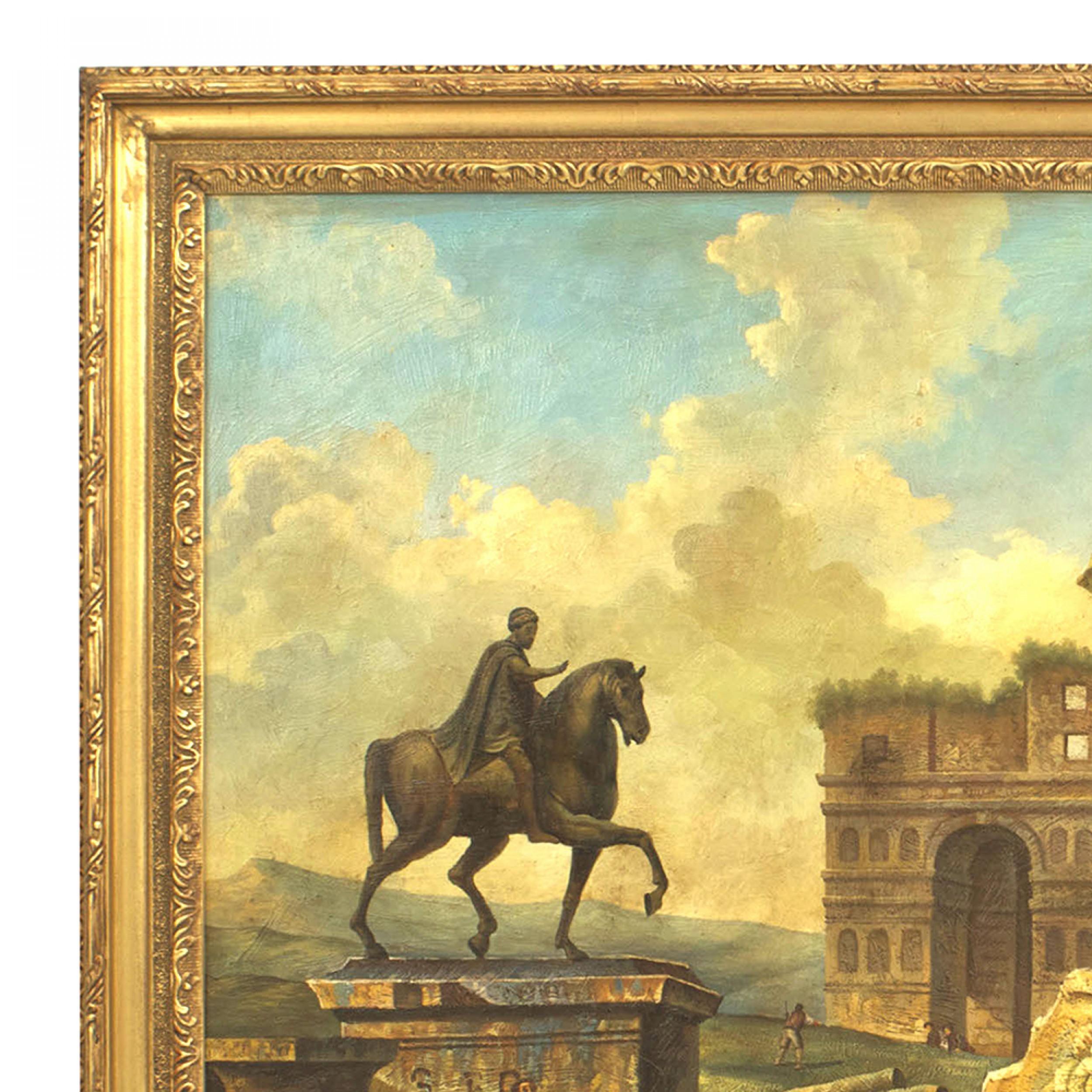 Italian Neo-Classic Landscape of the Temple of Vespia (Geschnitzt) im Angebot