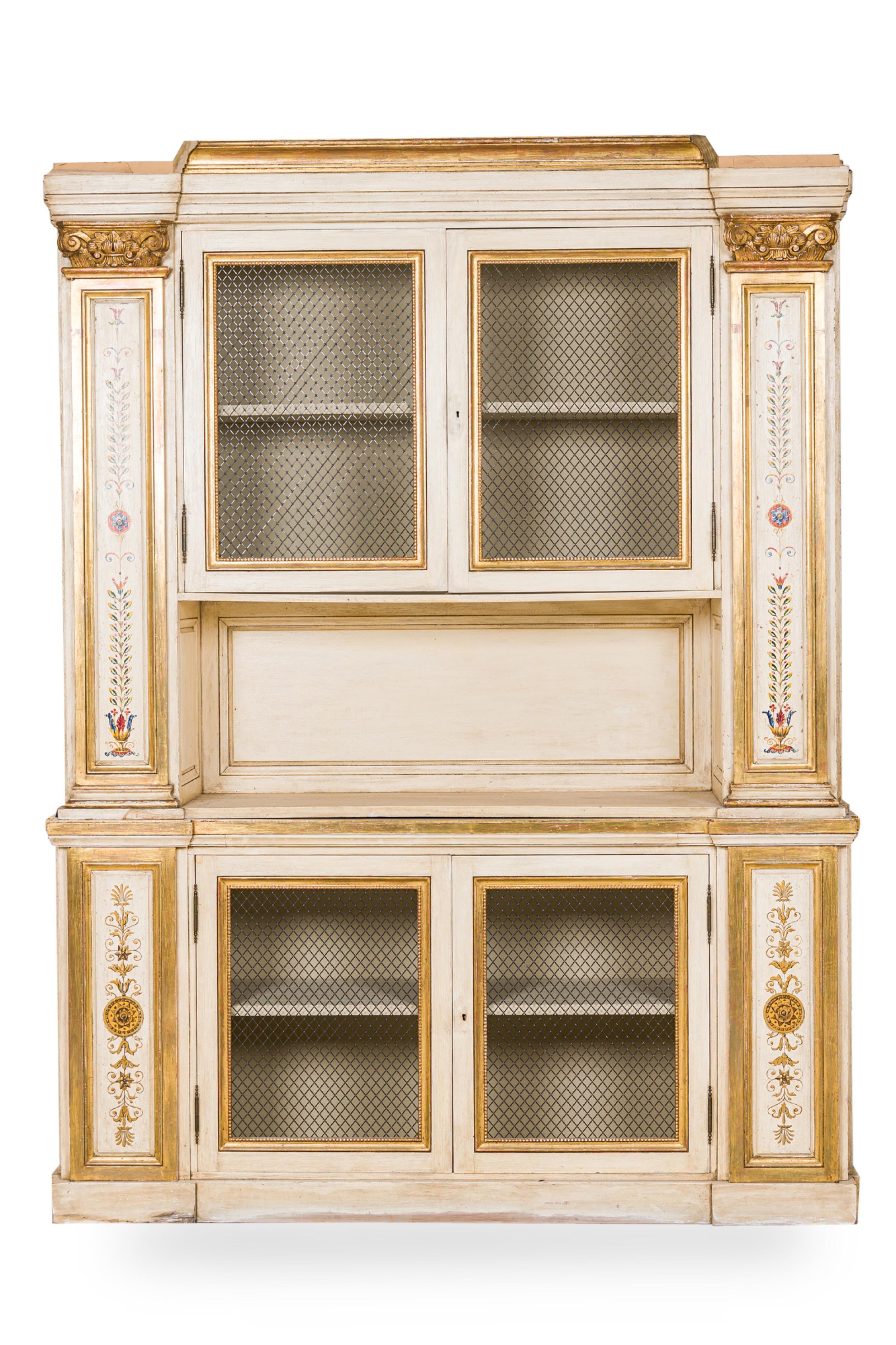 Italian Neo-Classic Large White Bookcase For Sale