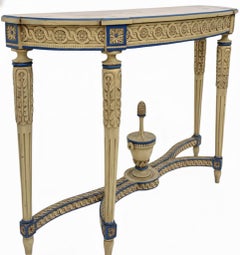 Italian Neo-Classic Maison Jansen Style Carved & Painted Console Tables - Pair