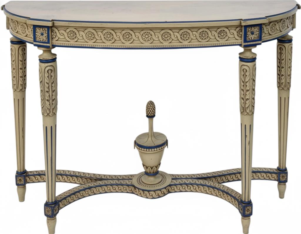 Neoclassical Italian Neo-Classic Maison Jansen Style Carved & Painted Console Tables - Pair For Sale