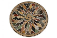 Italian Neo-Classic Marble Inlaid Top and Acanthus Leaf Design Base Coffee Table