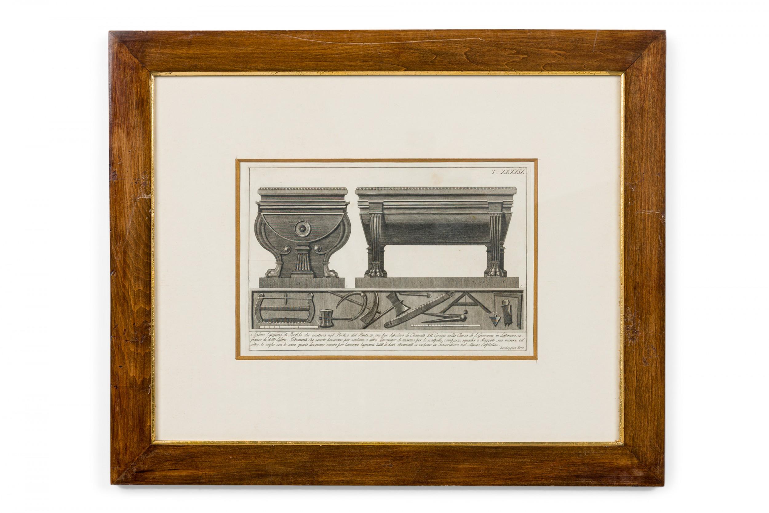 Stained Italian Neo-Classic Military Objects Print For Sale