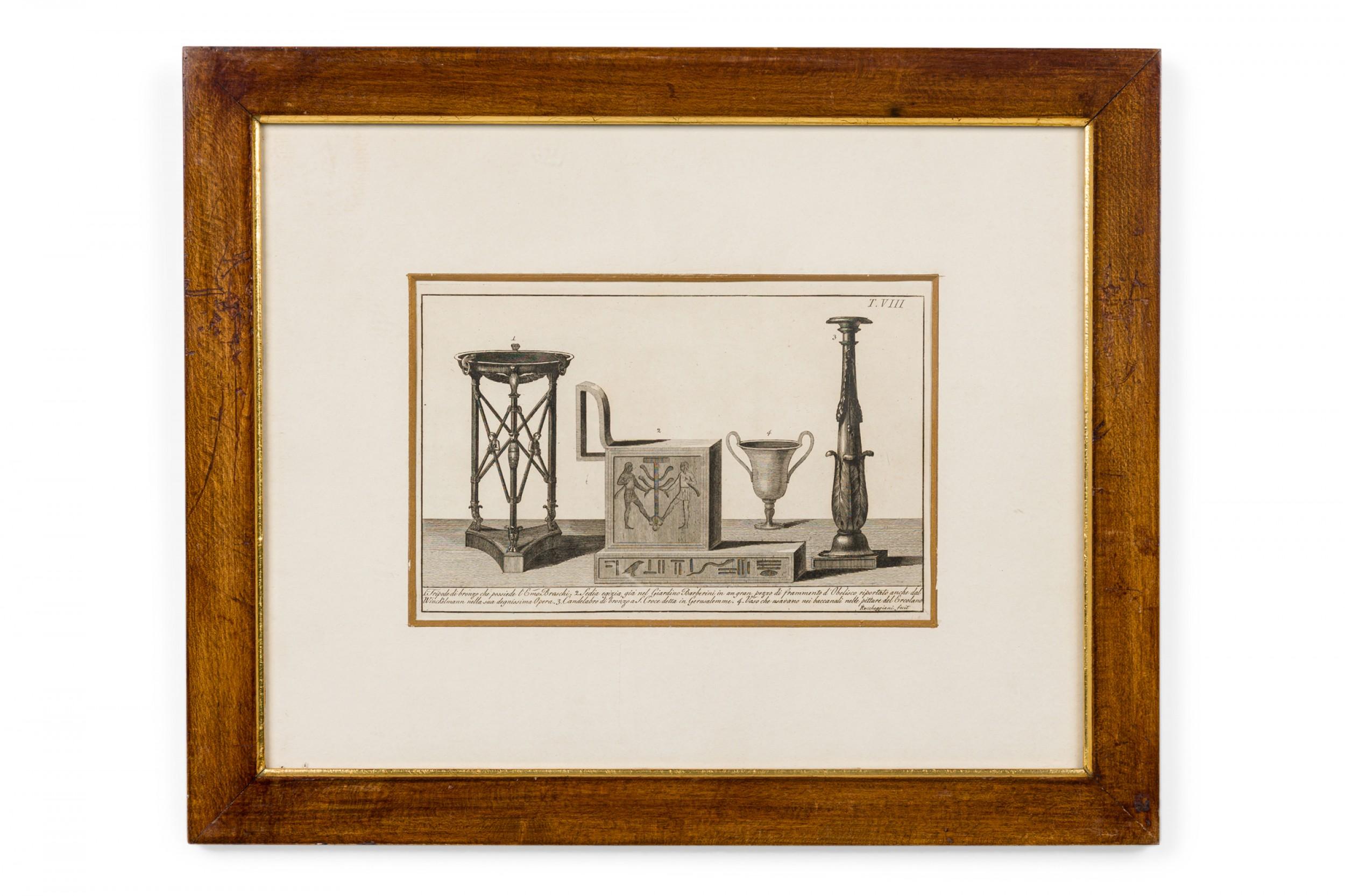 Stained Italian Neo-Classic Military Objects Print For Sale