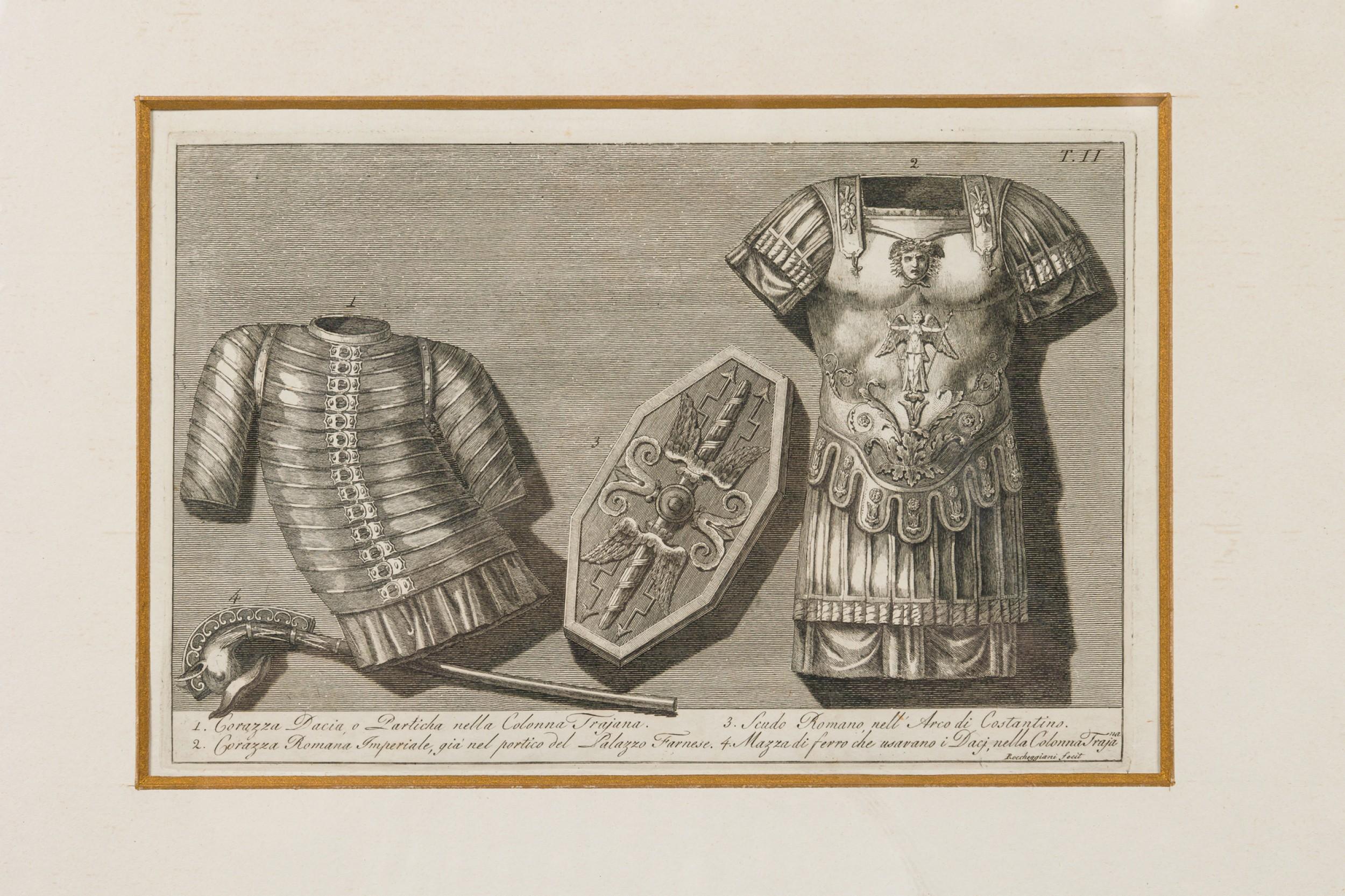 Walnut Italian Neo-Classic Military Objects Print For Sale