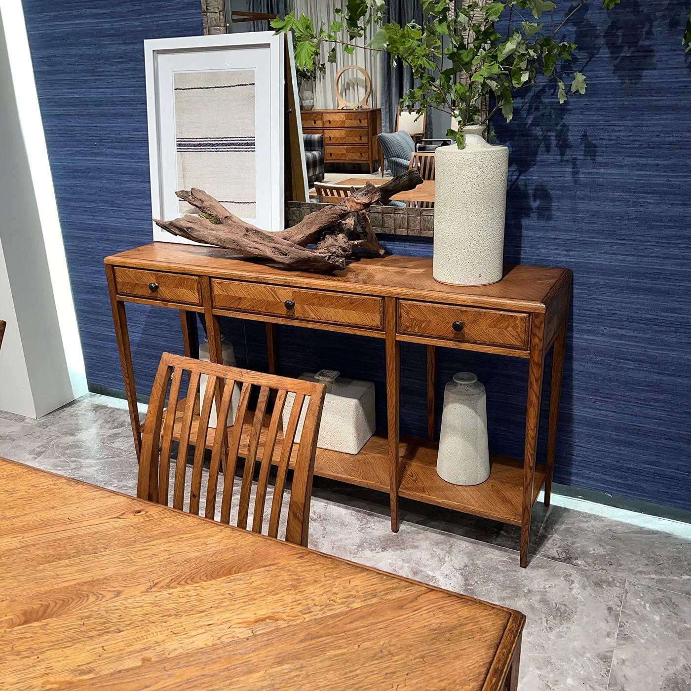 Neoclassico Tavolo consolle italiano neo classico in Oak, Light in vendita