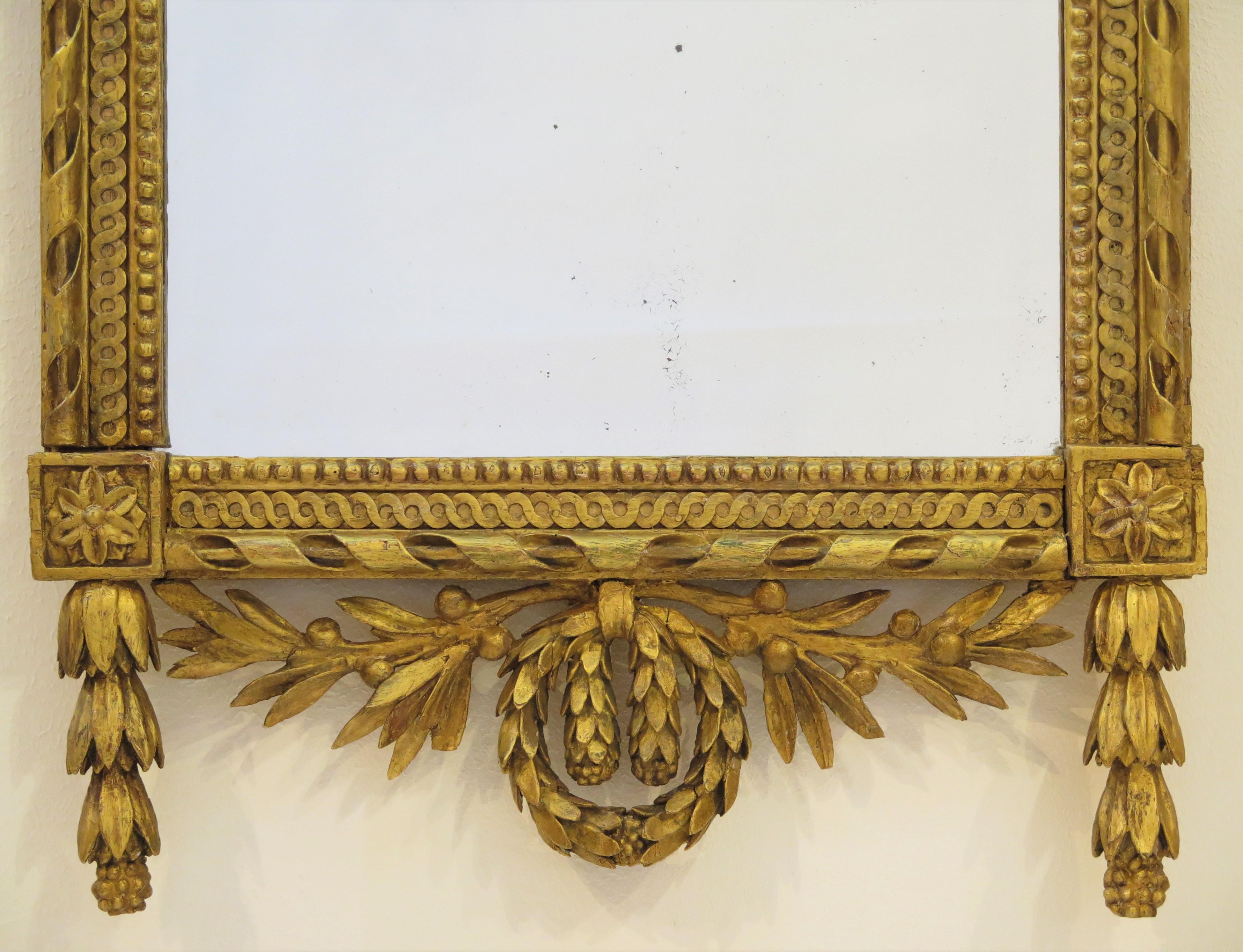 Hand-Carved Italian Neoclassical Pier Glass, Circa 1770 For Sale