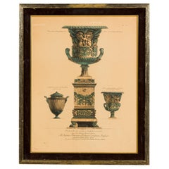 Italian Neo-Classic Print of 3 Urns