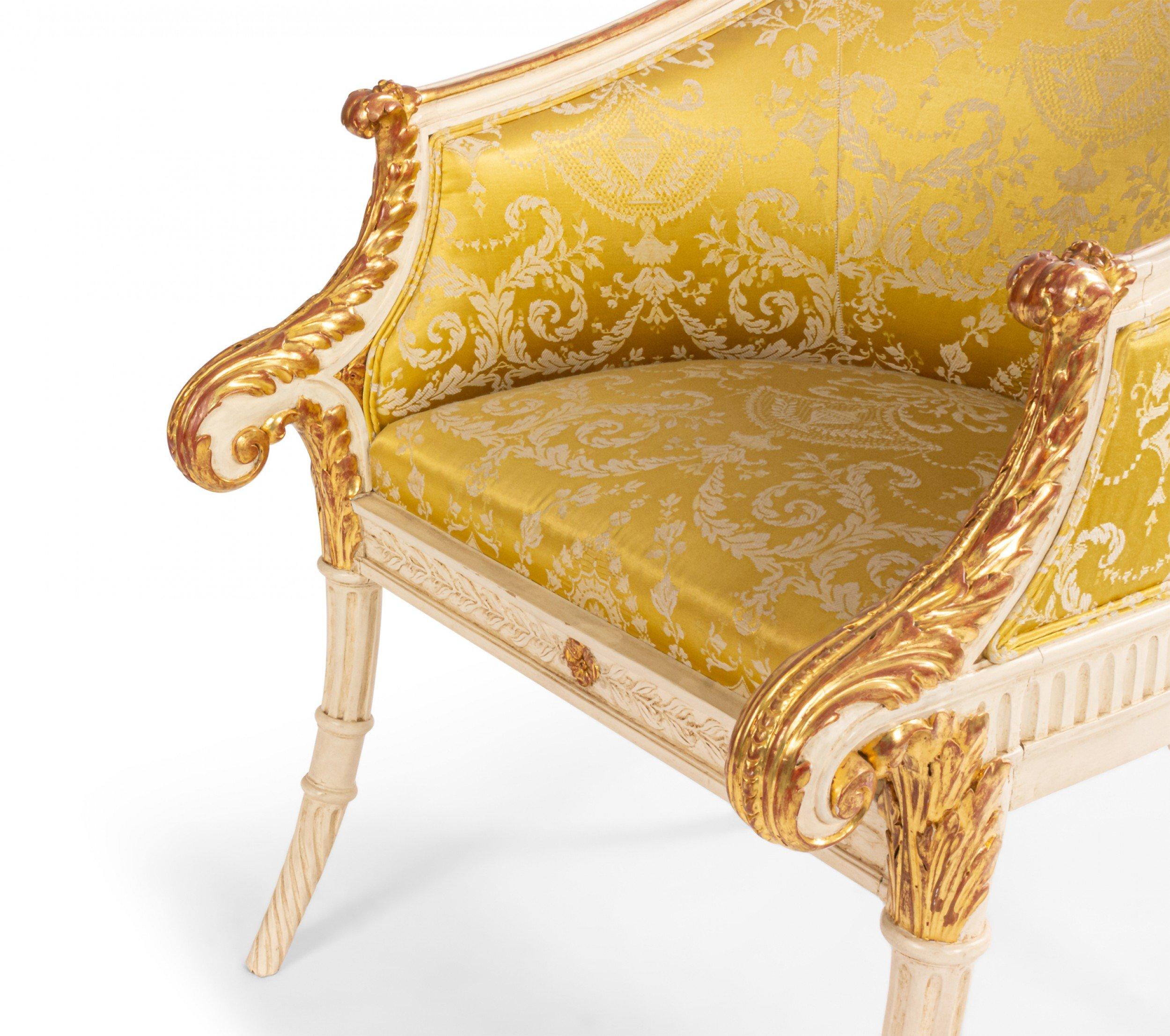 Italian Neo-Classic Style 19th Century White and Gold Arm Chair For Sale 4