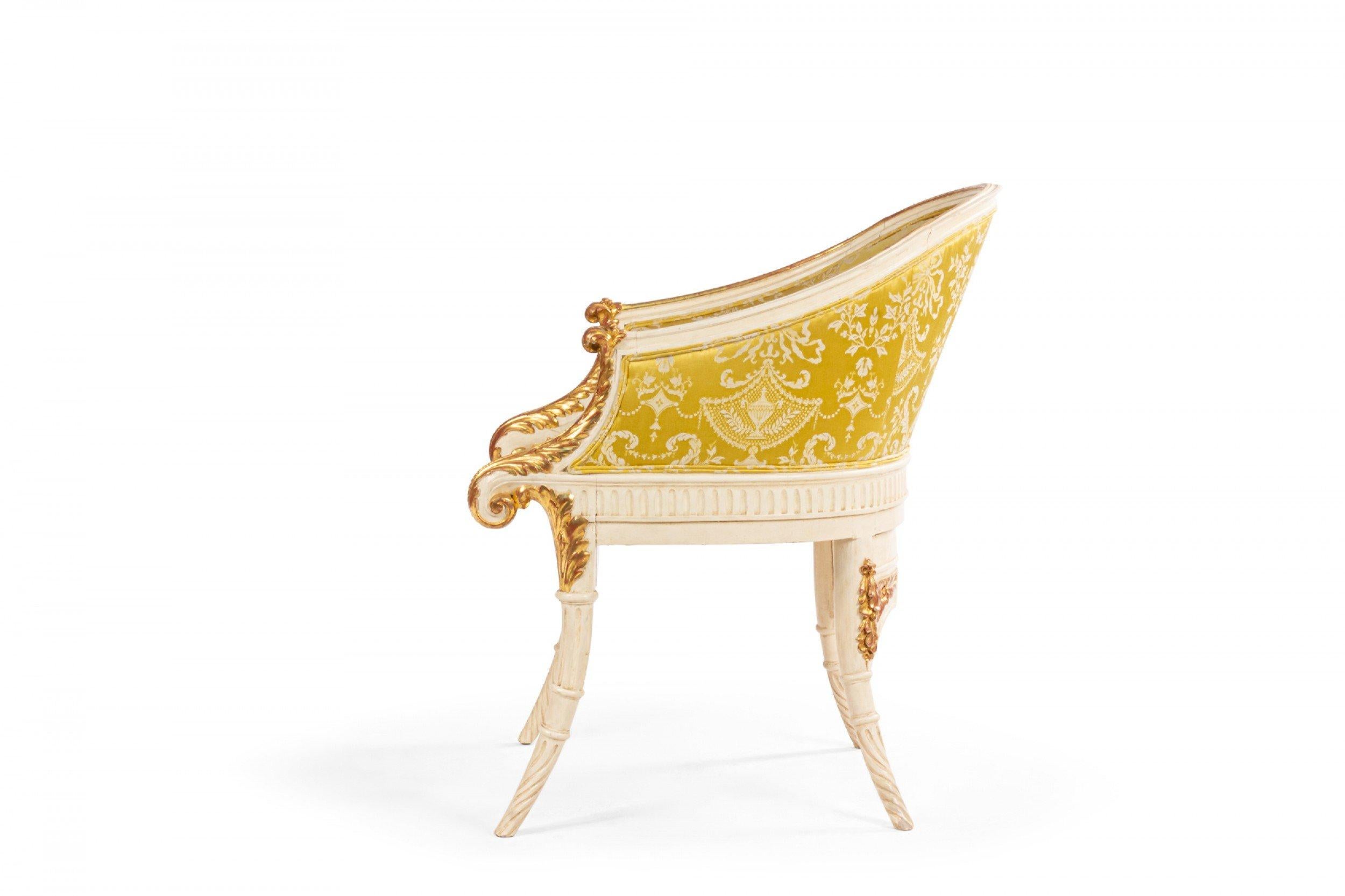 Italian Neo-Classic Style 19th Century White and Gold Arm Chair For Sale 5