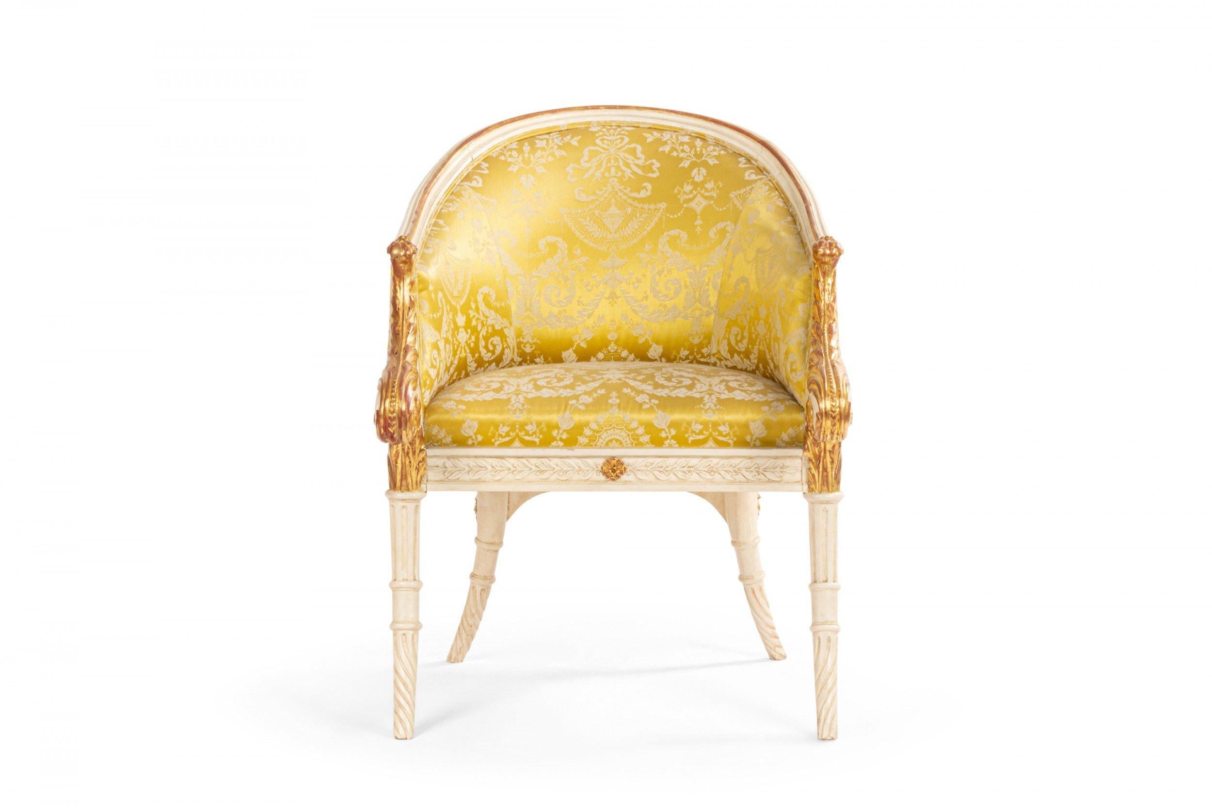 Neoclassical Italian Neo-Classic Style 19th Century White and Gold Arm Chair For Sale