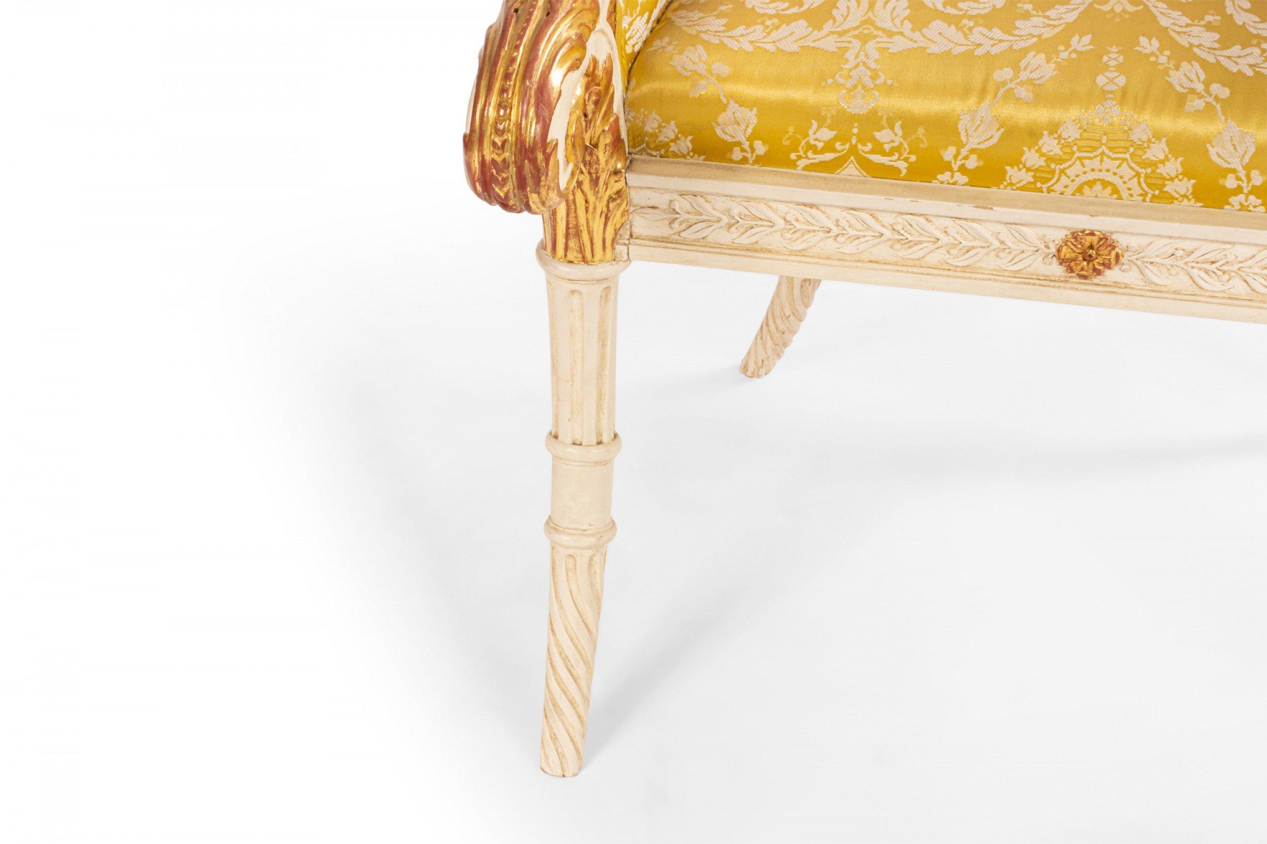 Italian Neo-Classic Style 19th Century White and Gold Arm Chair For Sale 3