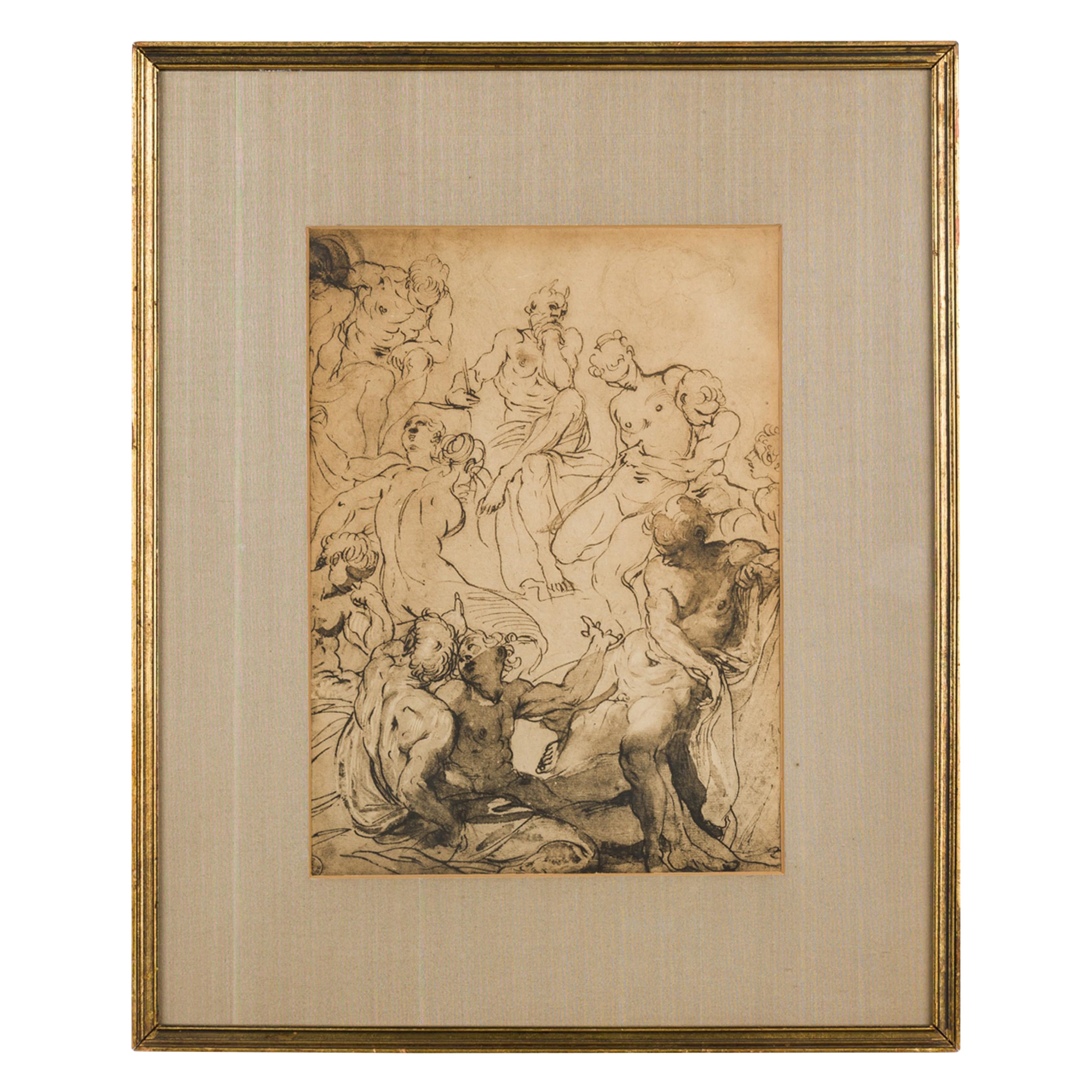 Italian Neo-Classic Style Bacchanalia Print im Angebot