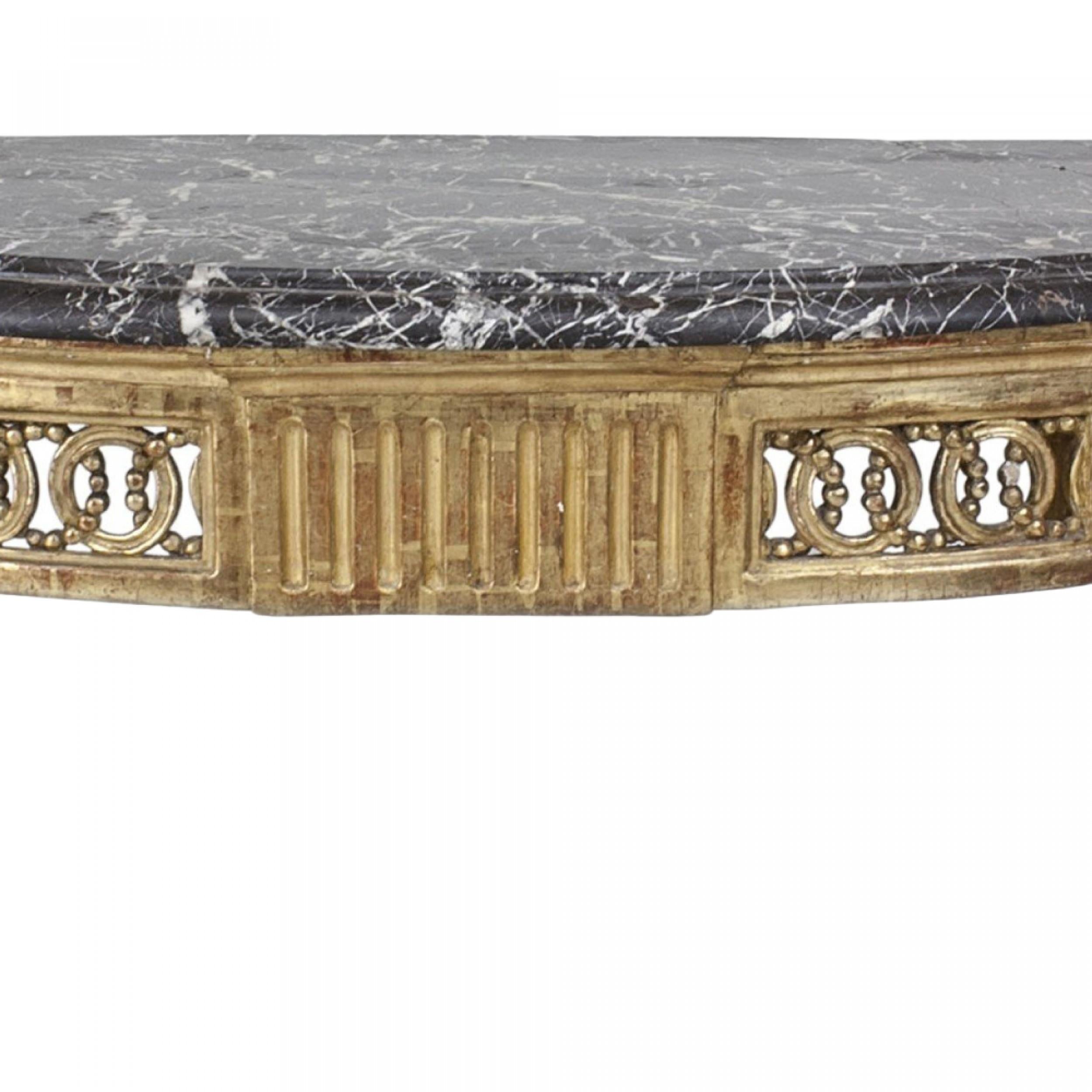 Italian Neo-Classic Style Gilt Marble Top Console Table In Good Condition For Sale In New York, NY