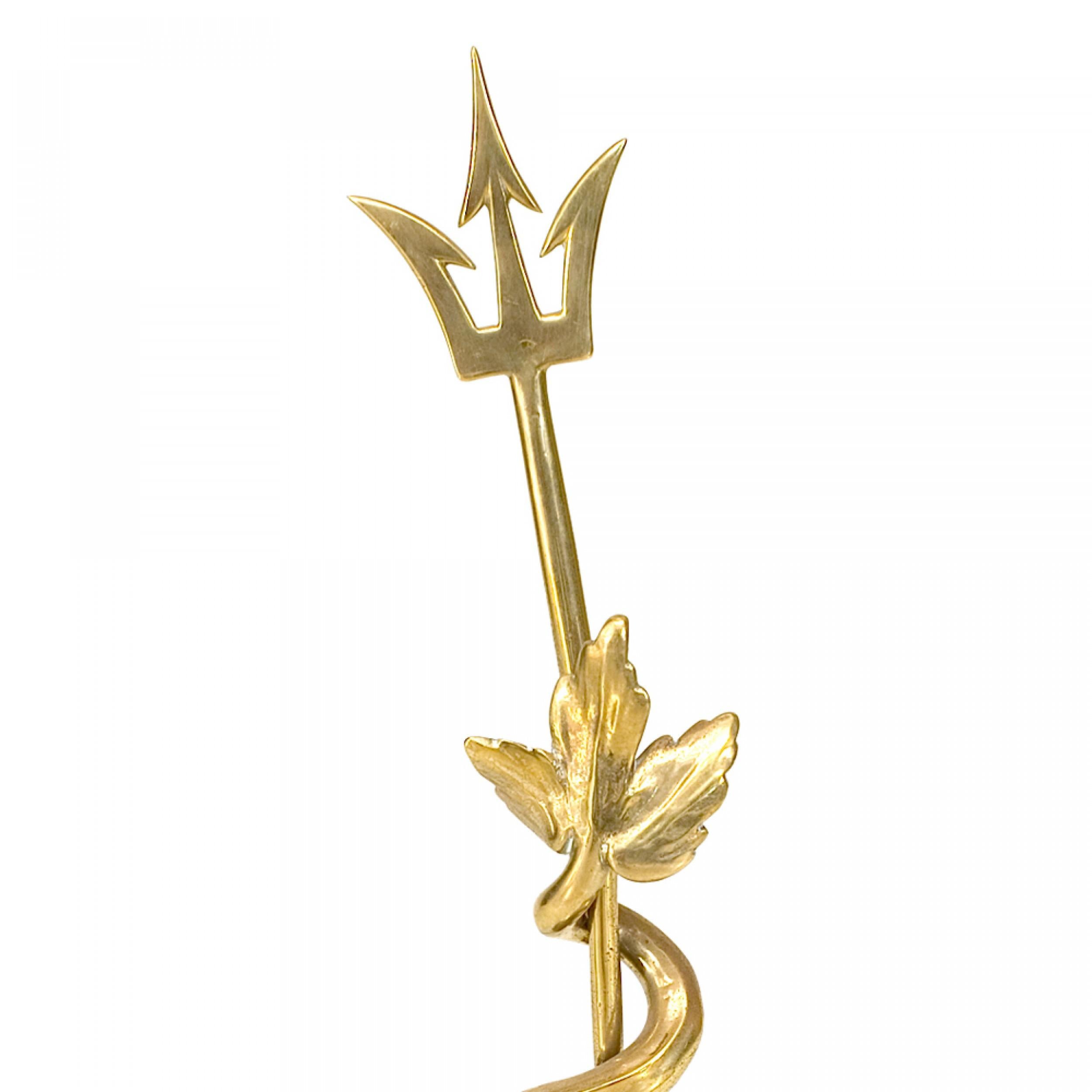 Néoclassique Butoir de porte italien en forme de Trident doré de style Classic en vente