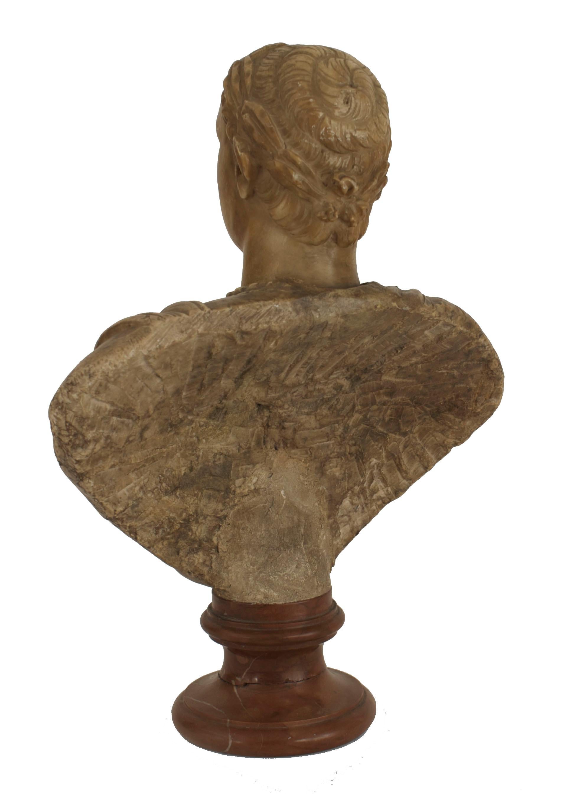 Metal Italian Neo-Classic Style Marble Bust of Roman Emperor For Sale