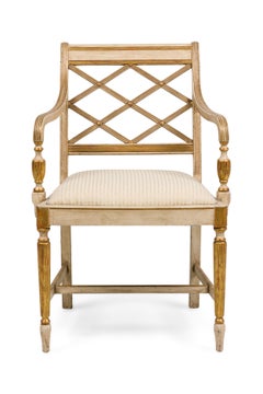 Italian Neo-Classic style (reproduction) cream painted and gilt trim armchair