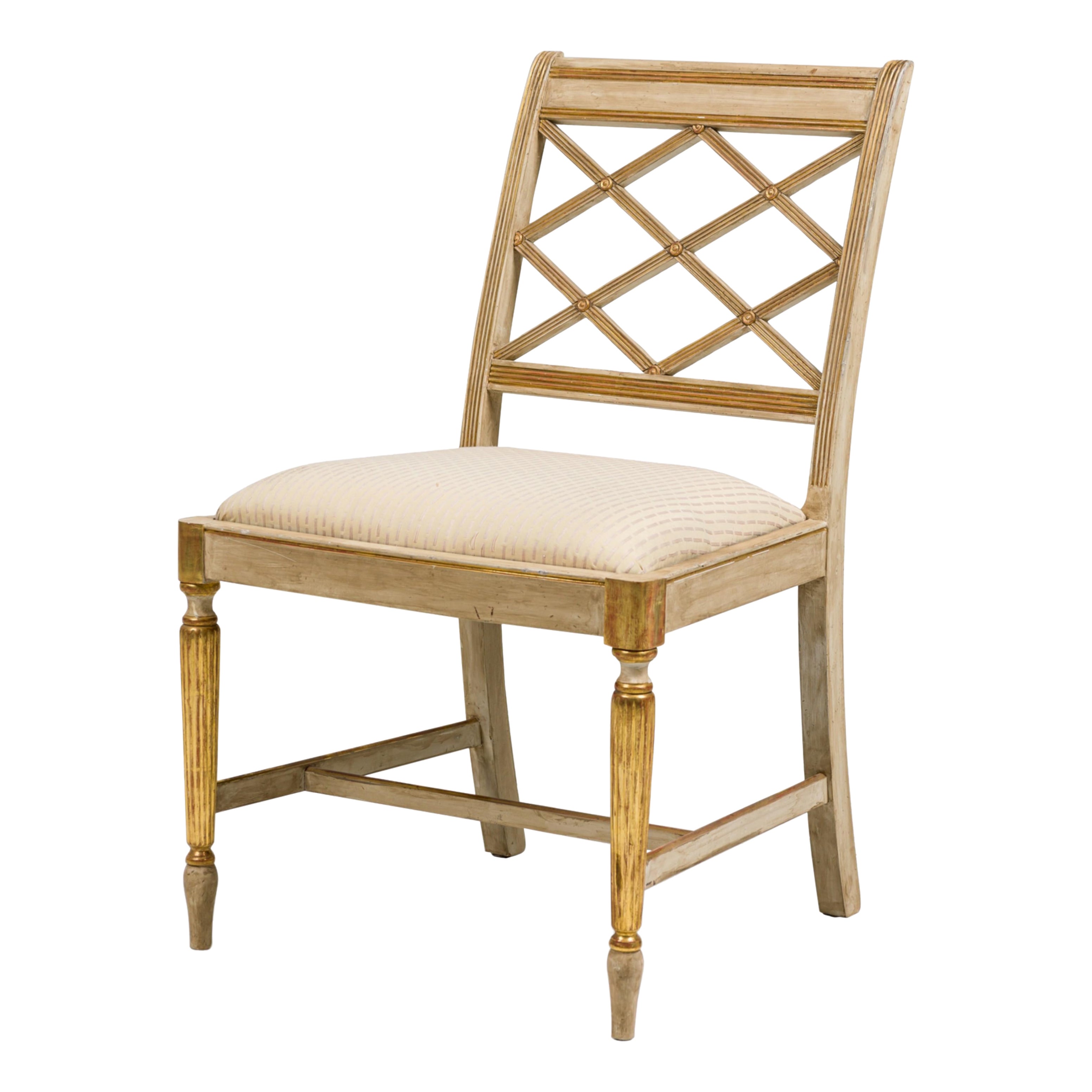Italian Neo-Classic style (reproduction) cream painted and gilt trim side chair